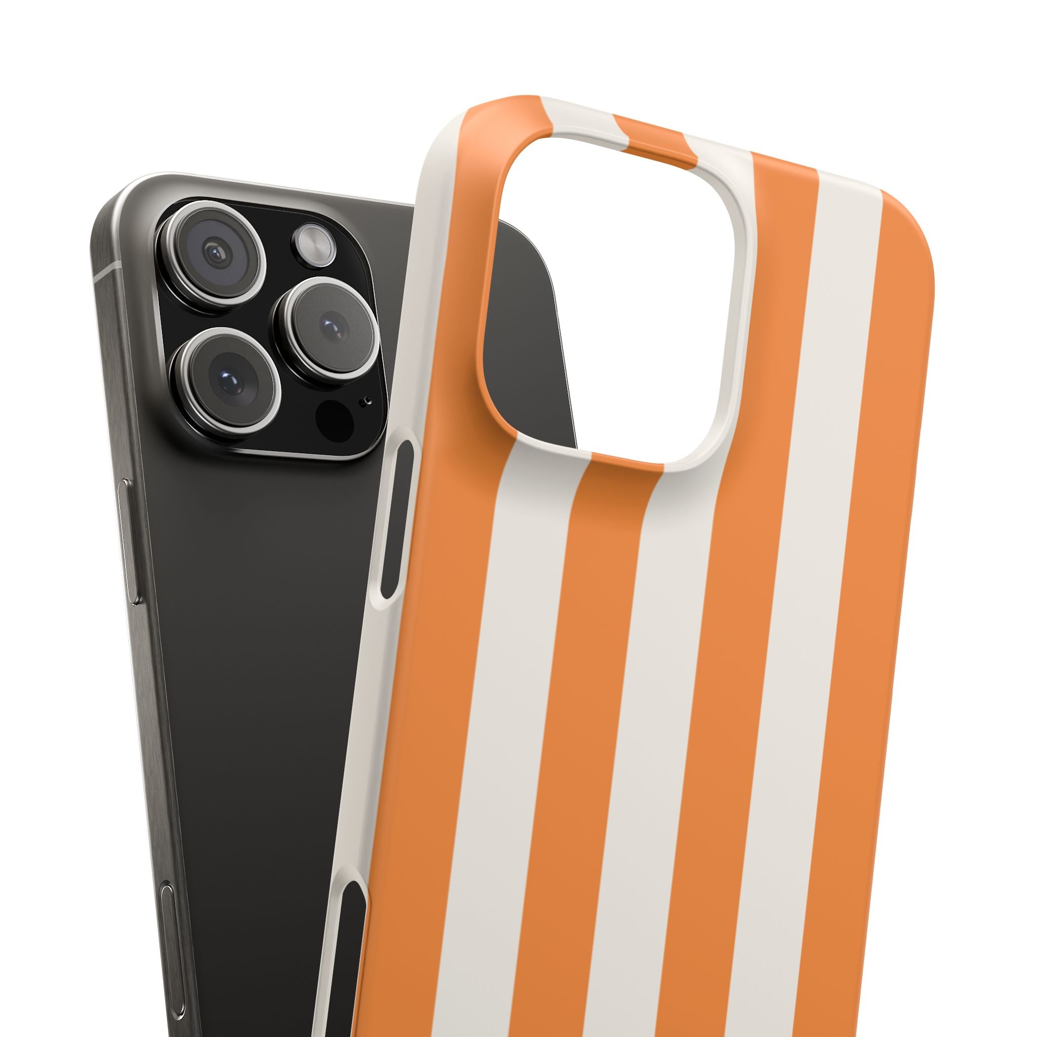 Striped Orange Snap Phone Case — Bold Retro Vertical Stripes iPhone Cover