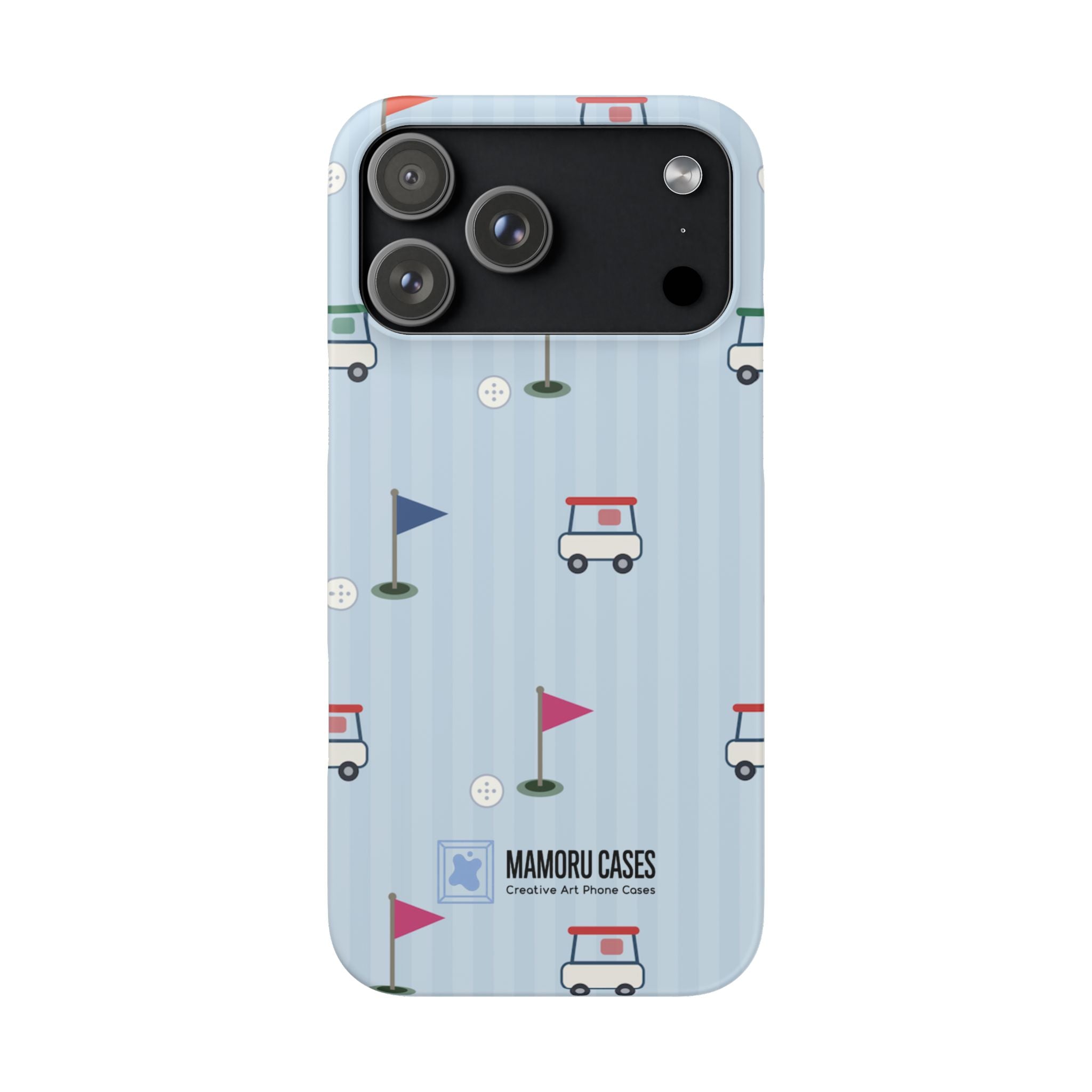 Golf Cart Pattern Phone Case – Cute Blue Golf Course Snap Case