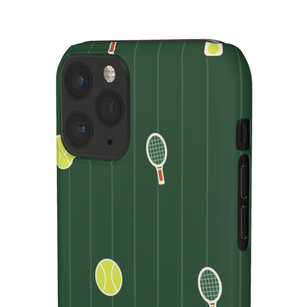 Tennis Pattern Phone Case — Green Court Design with Rackets & Balls