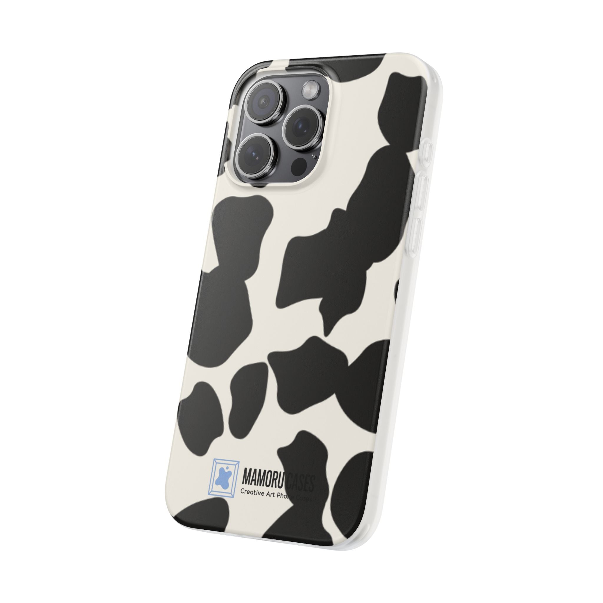 Cow Print Phone Case — Black & White Cowhide Pattern Flexible Protective Cover