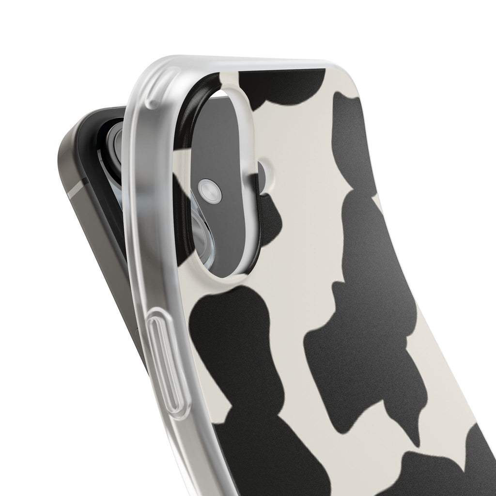 Cow Print Phone Case — Black & White Cowhide Pattern Flexible Protective Cover