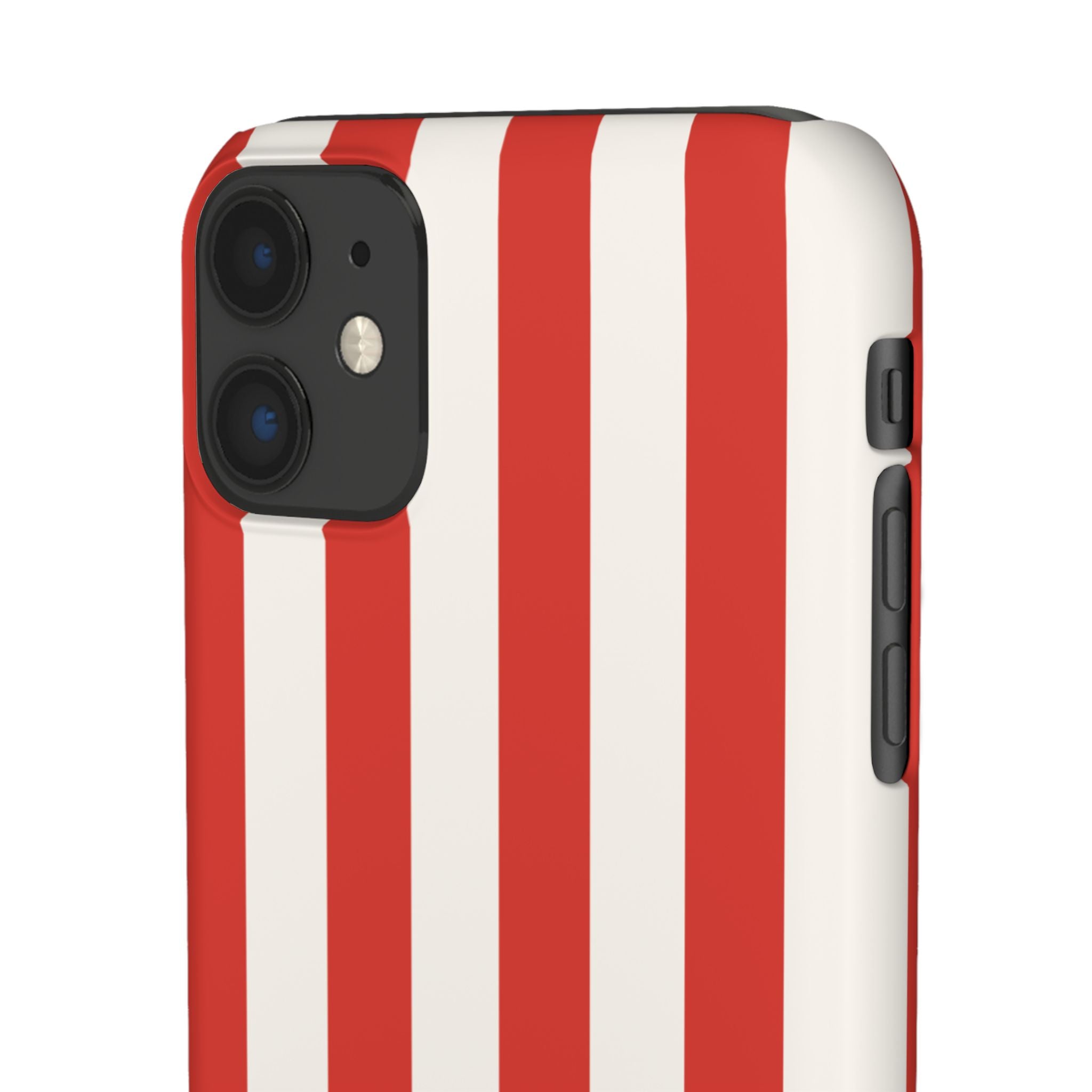 Striped Red & White Snap Phone Case – Classic Candy-Stripe Protection