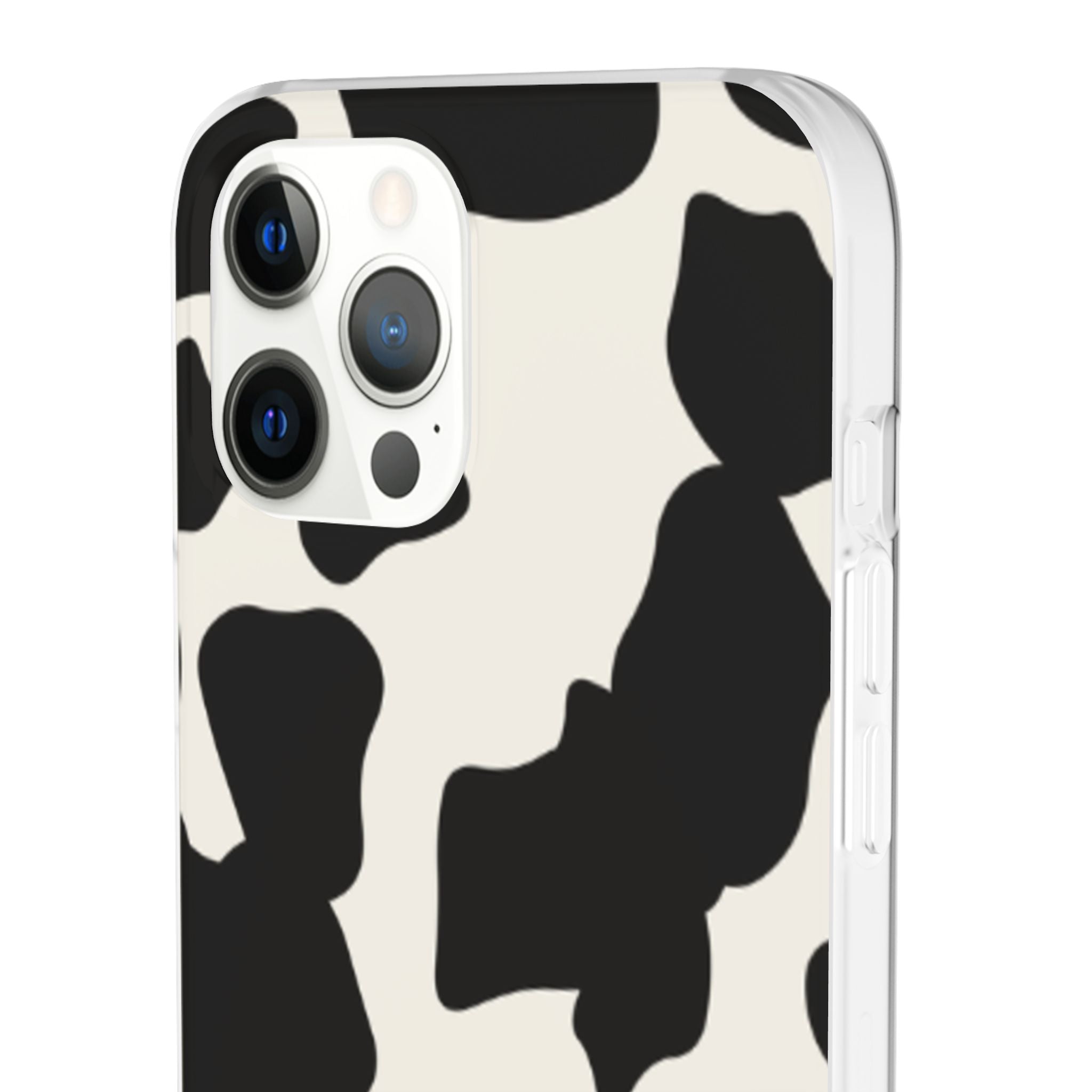 Cow Print Phone Case — Black & White Cowhide Pattern Flexible Protective Cover