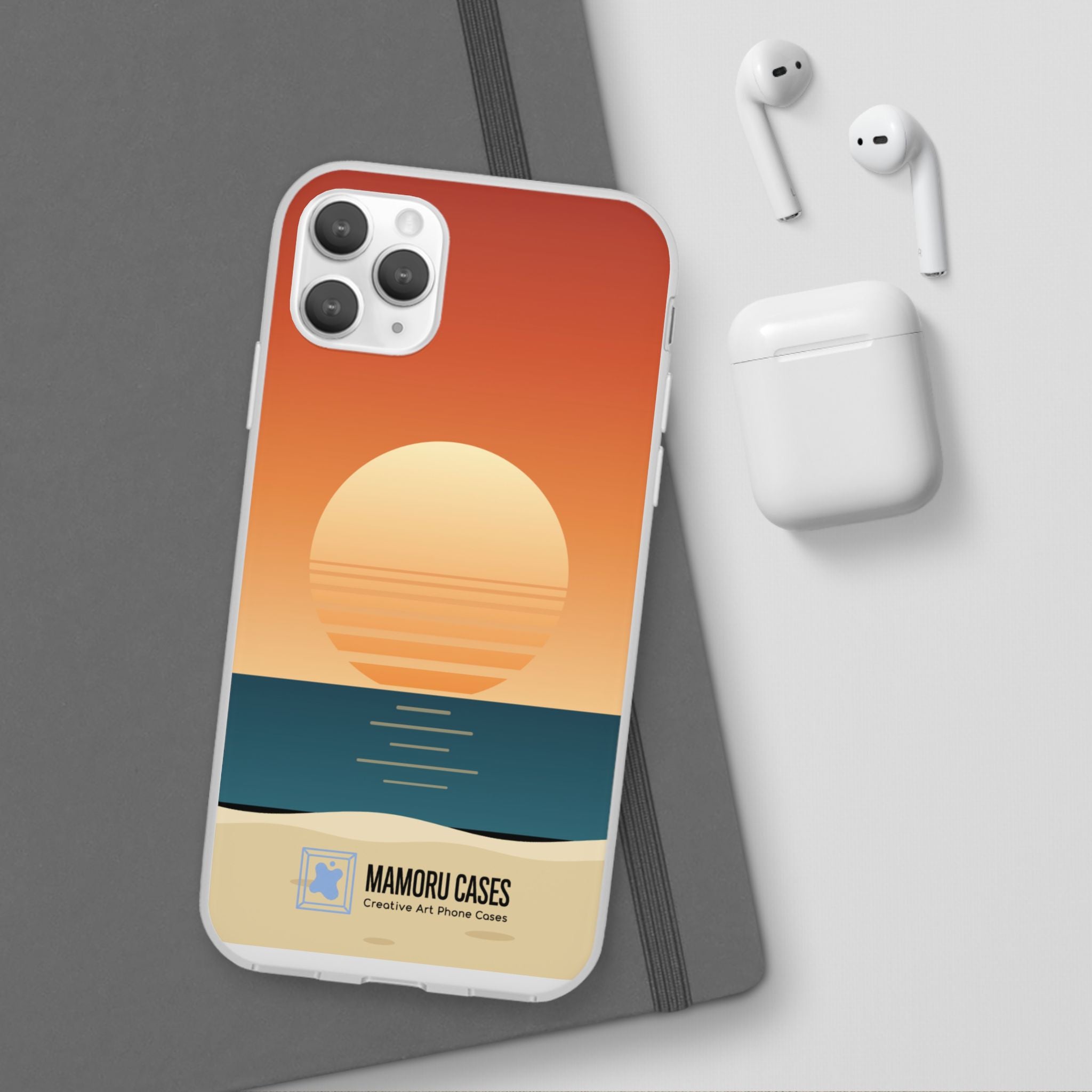 Sunset Horizon Phone Case — Minimal Beach Sunset Graphic for iPhone & Samsung