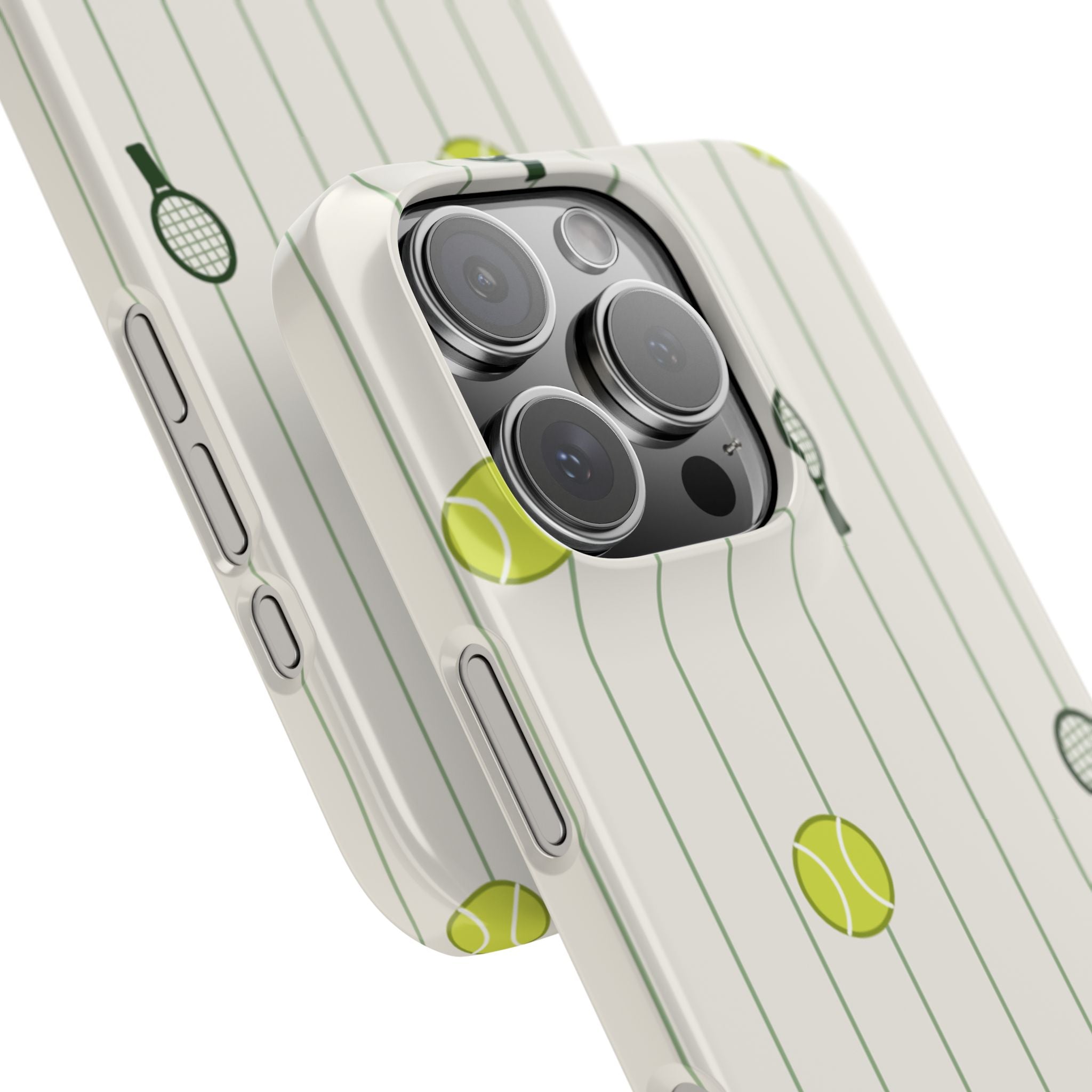 Tennis Pattern Phone Case — Rackets & Tennis Balls Protective Snap Case