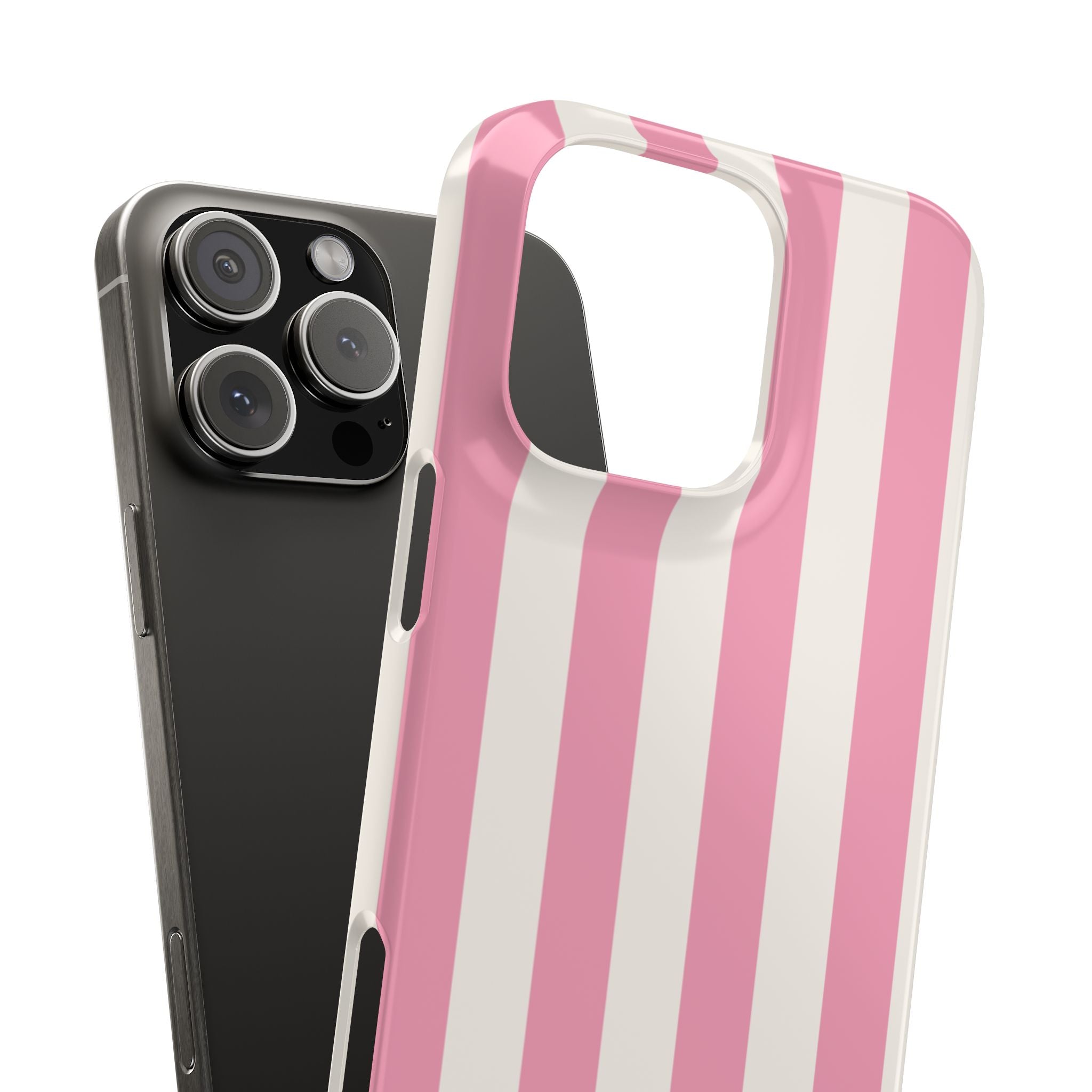 Pink & White Stripe Snap Phone Case — Cute Striped iPhone Cover