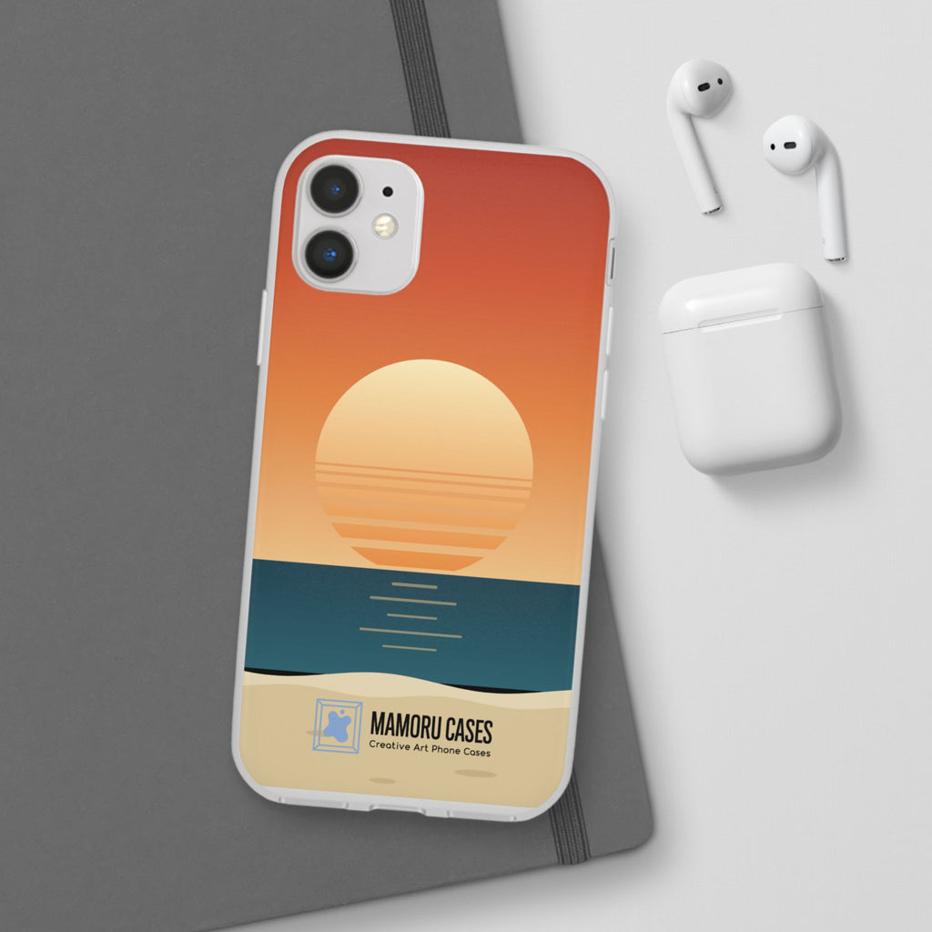 Sunset Horizon Phone Case — Minimal Beach Sunset Graphic for iPhone & Samsung