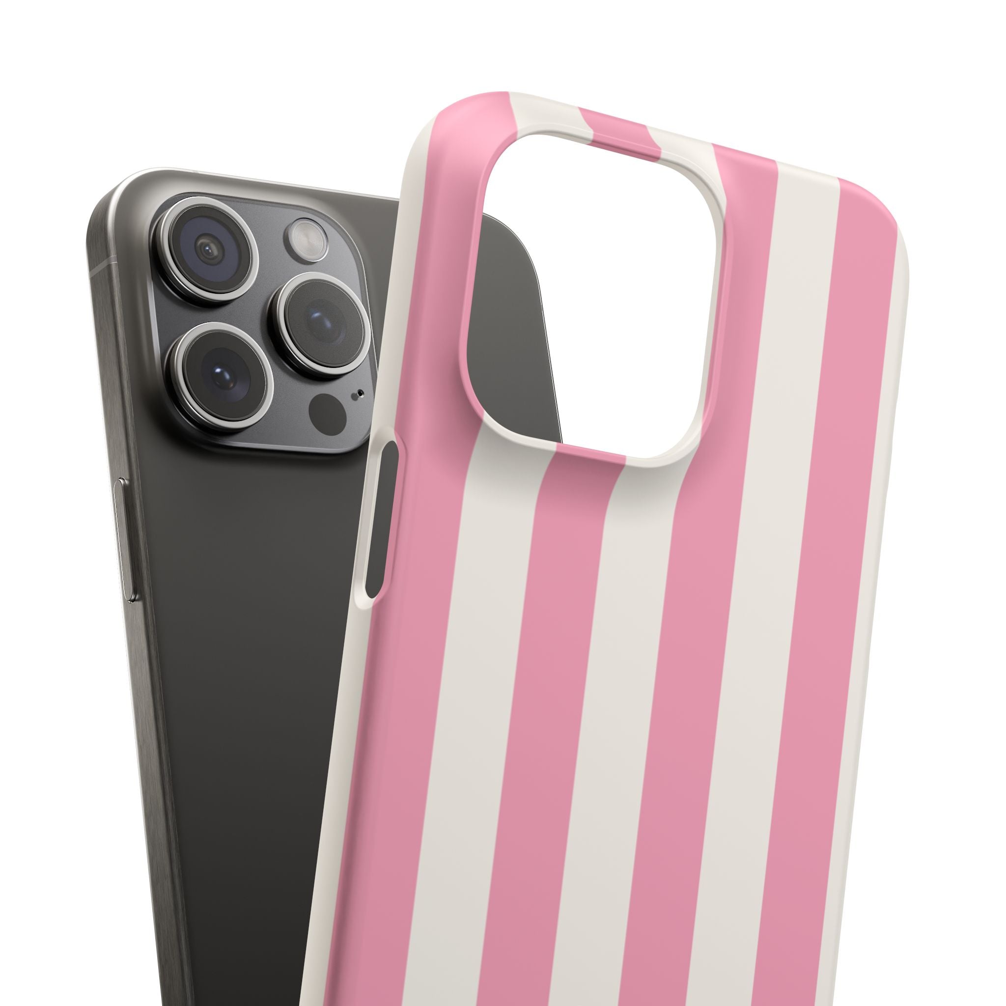 Pink & White Stripe Snap Phone Case — Cute Striped iPhone Cover