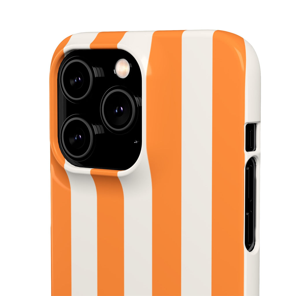 Striped Orange Snap Phone Case — Bold Retro Vertical Stripes iPhone Cover