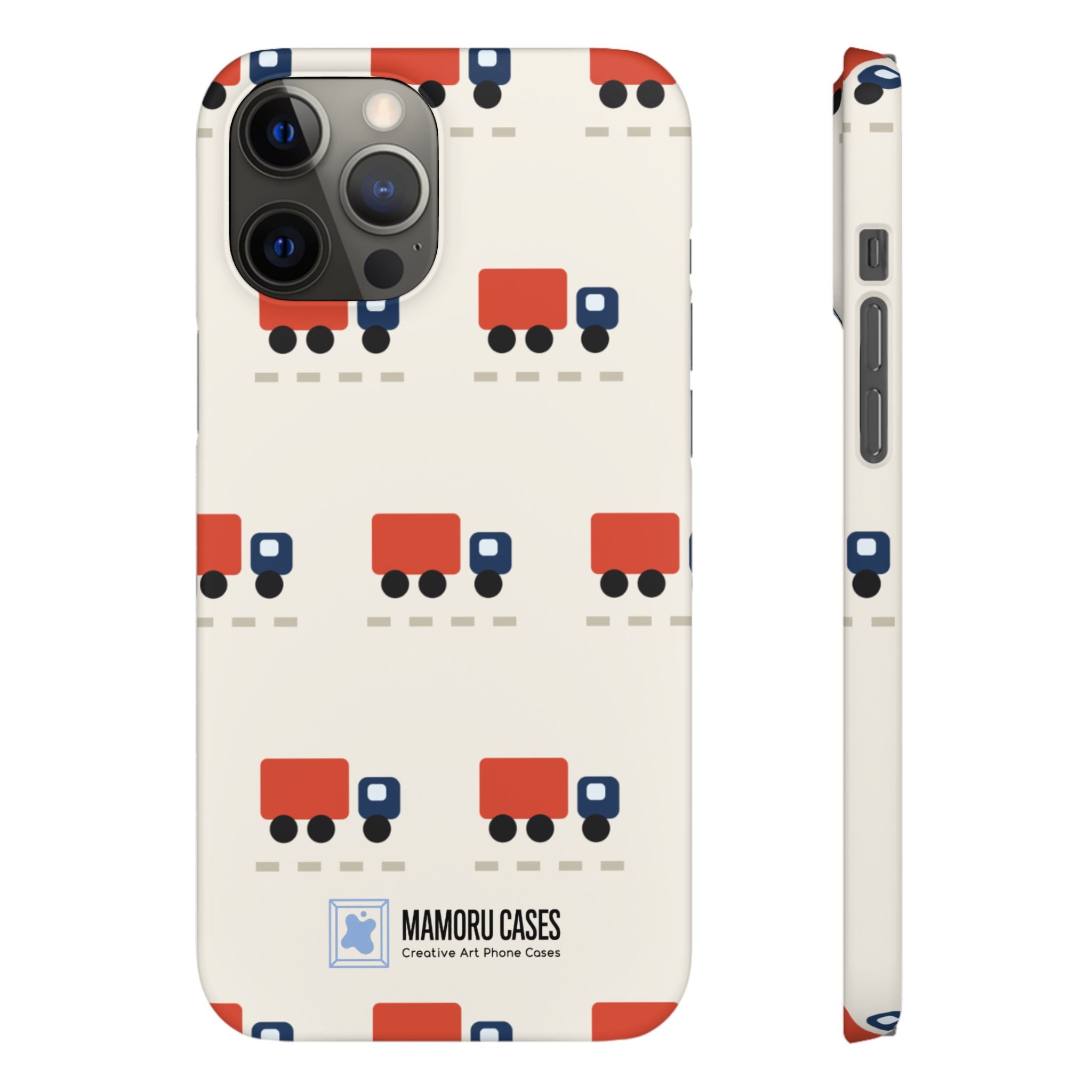 Truck Pattern Phone Case — Cute Red & Blue Delivery Truck iPhone Cover