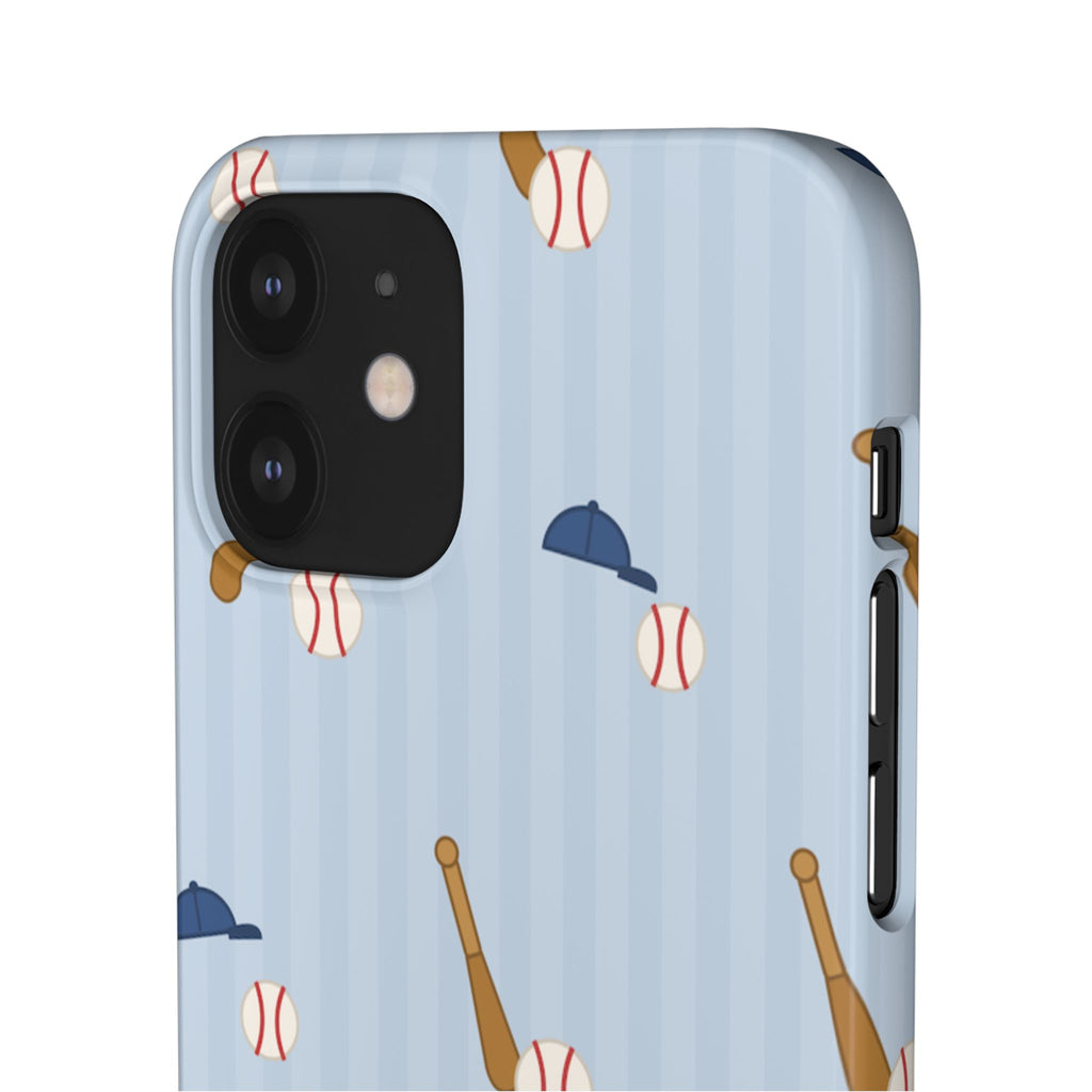 Baseball Pattern Phone Case — Blue Bat & Cap Snap Case