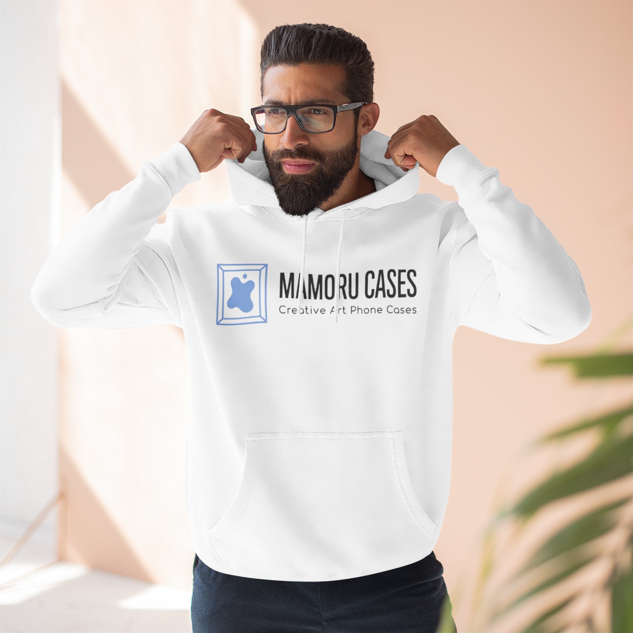 Three-Panel Fleece Hoodie — Minimal Logo Comfort Hooded Sweatshirt