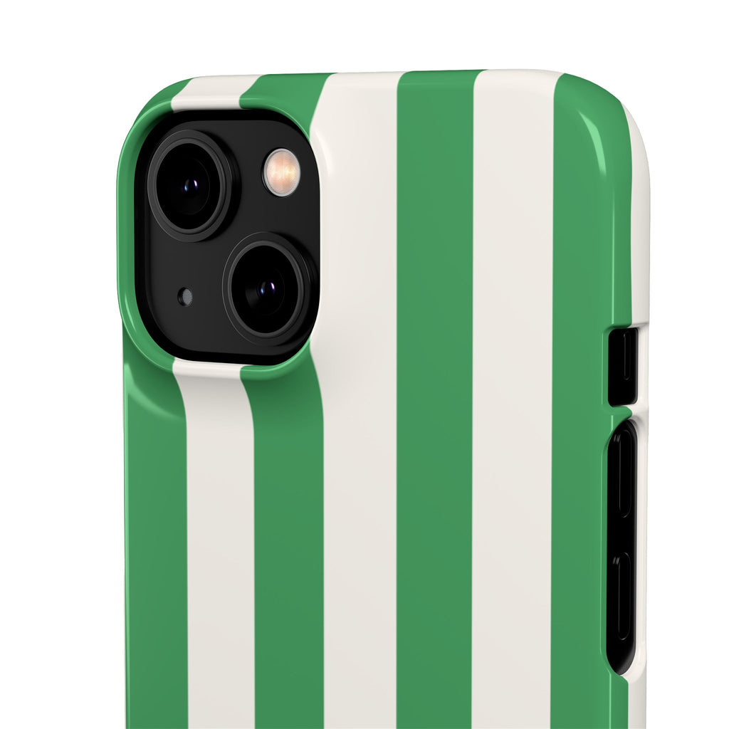 Green & White Stripe Phone Case — Snap-On Protective Cover
