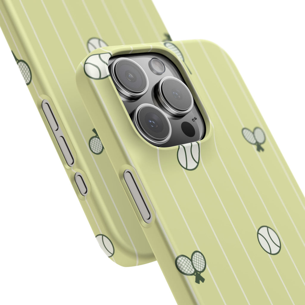 Tennis Pattern Phone Case — Yellow Racket & Ball Snap Case