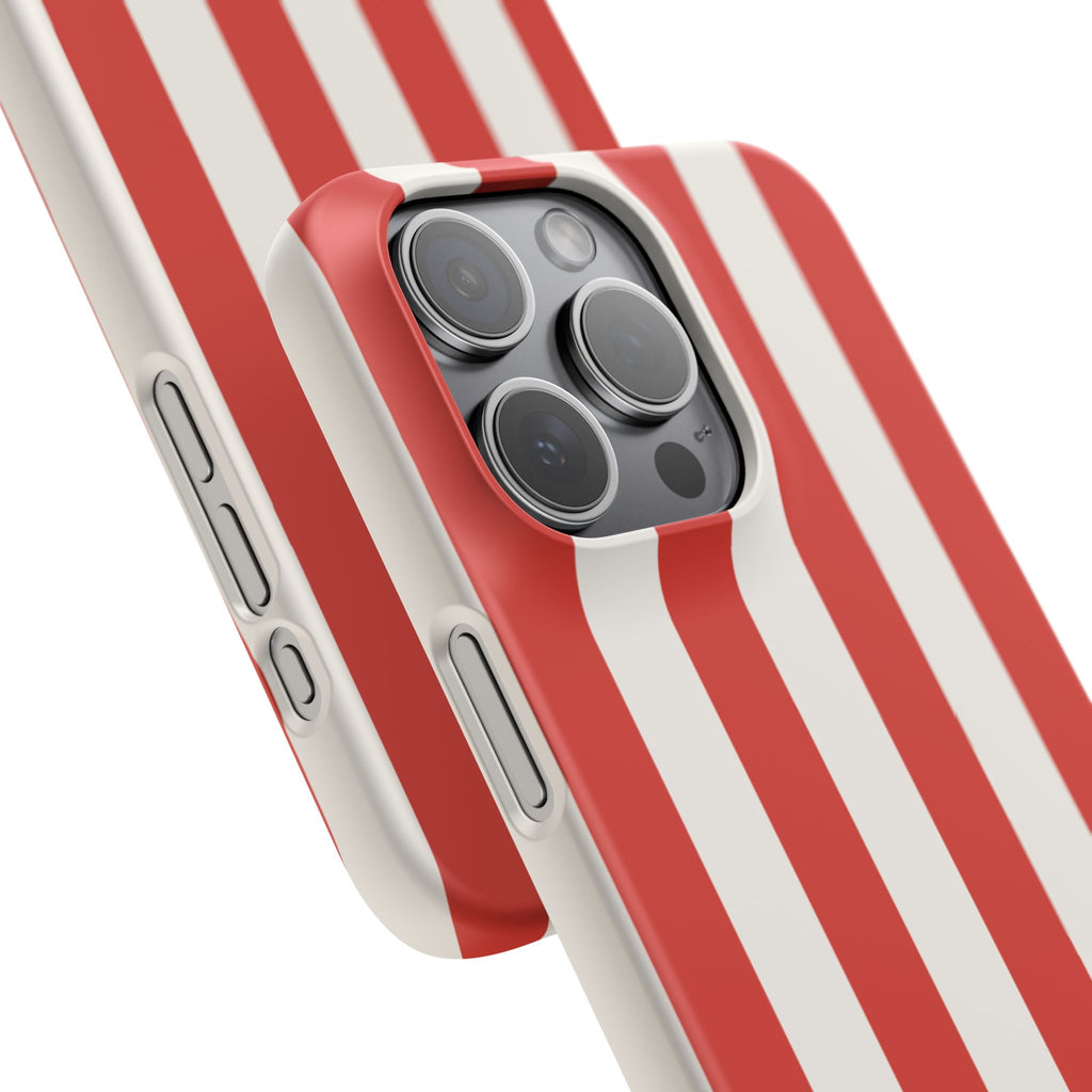 Red & White Striped Phone Case — Bold Nautical-Inspired Snap Cover
