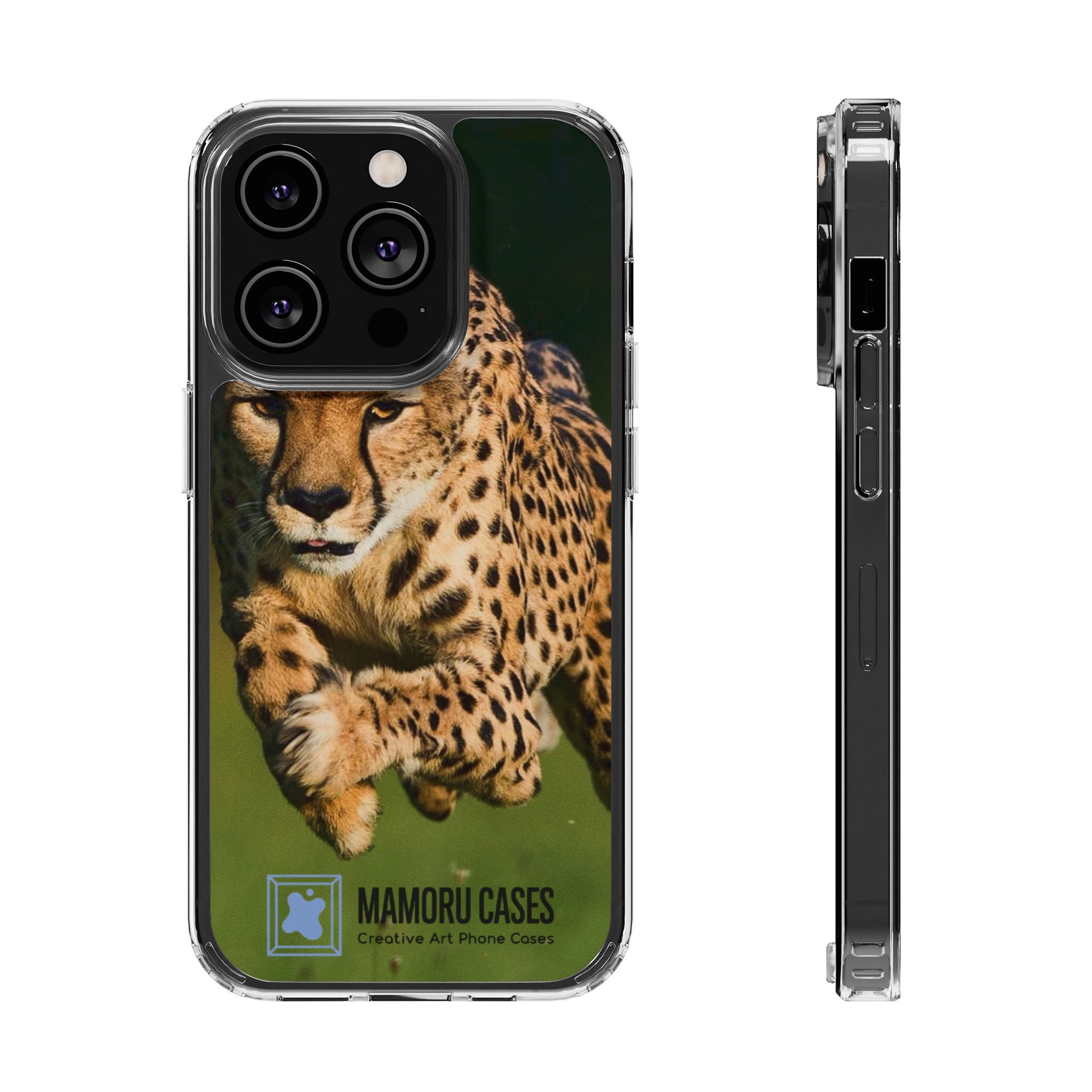 Clear Magnetic Phone Case — Running Cheetah Art Design