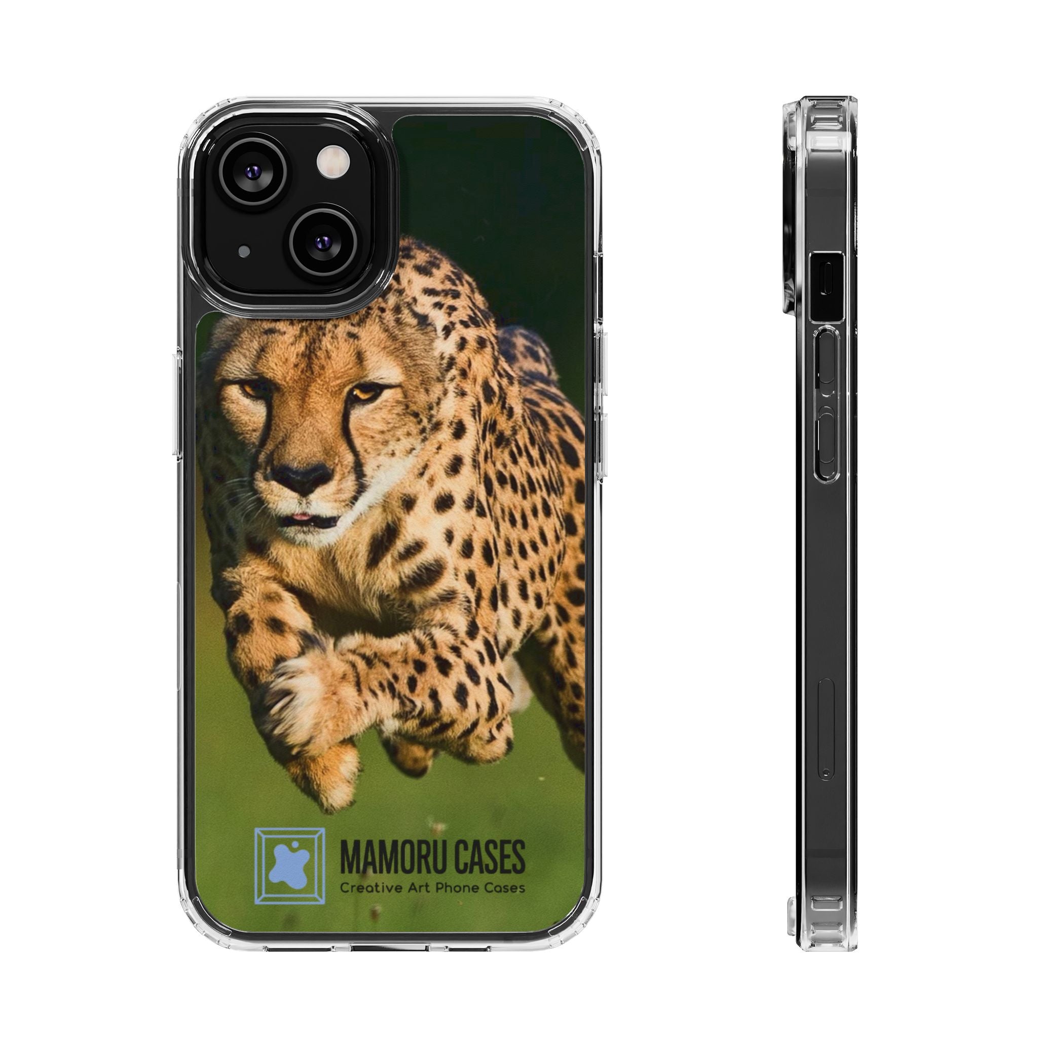 Clear Magnetic Phone Case — Running Cheetah Art Design