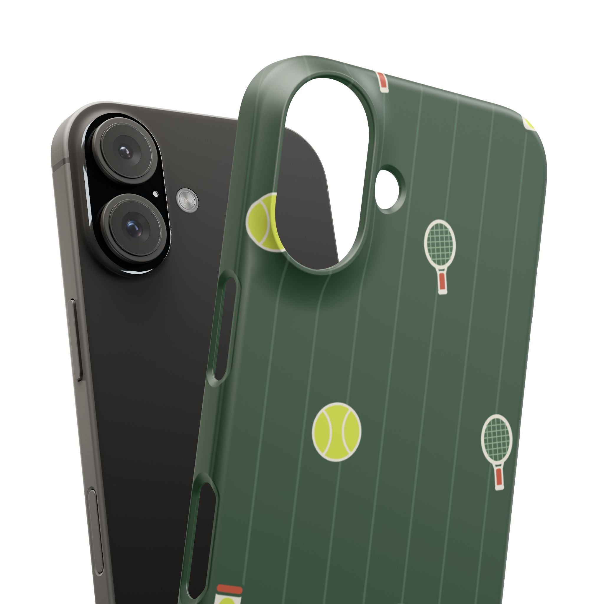 Tennis Pattern Phone Case — Green Court Design with Rackets & Balls