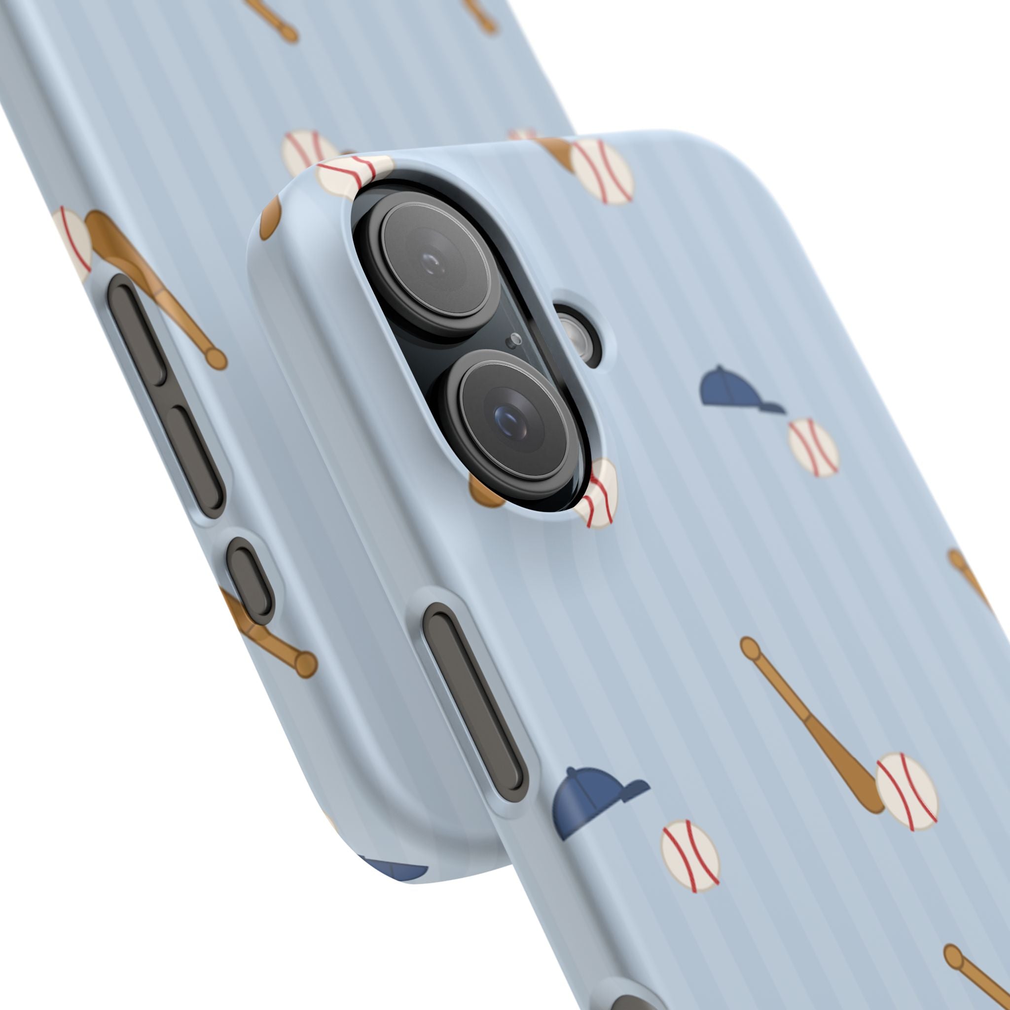 Baseball Pattern Phone Case — Blue Bat & Cap Snap Case
