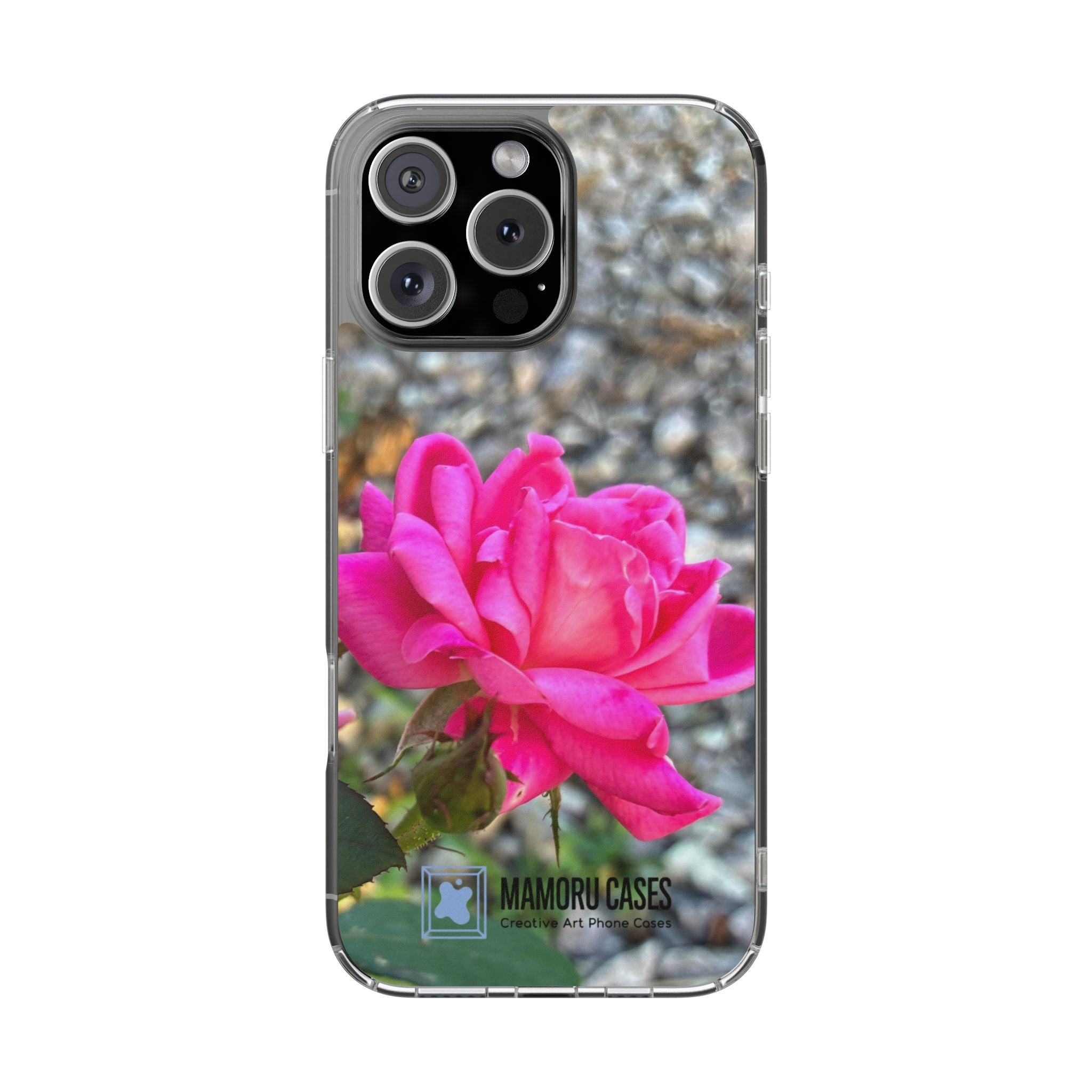 Clear Magnetic Phone Case — Pink Rose Photo Impact-Resistant