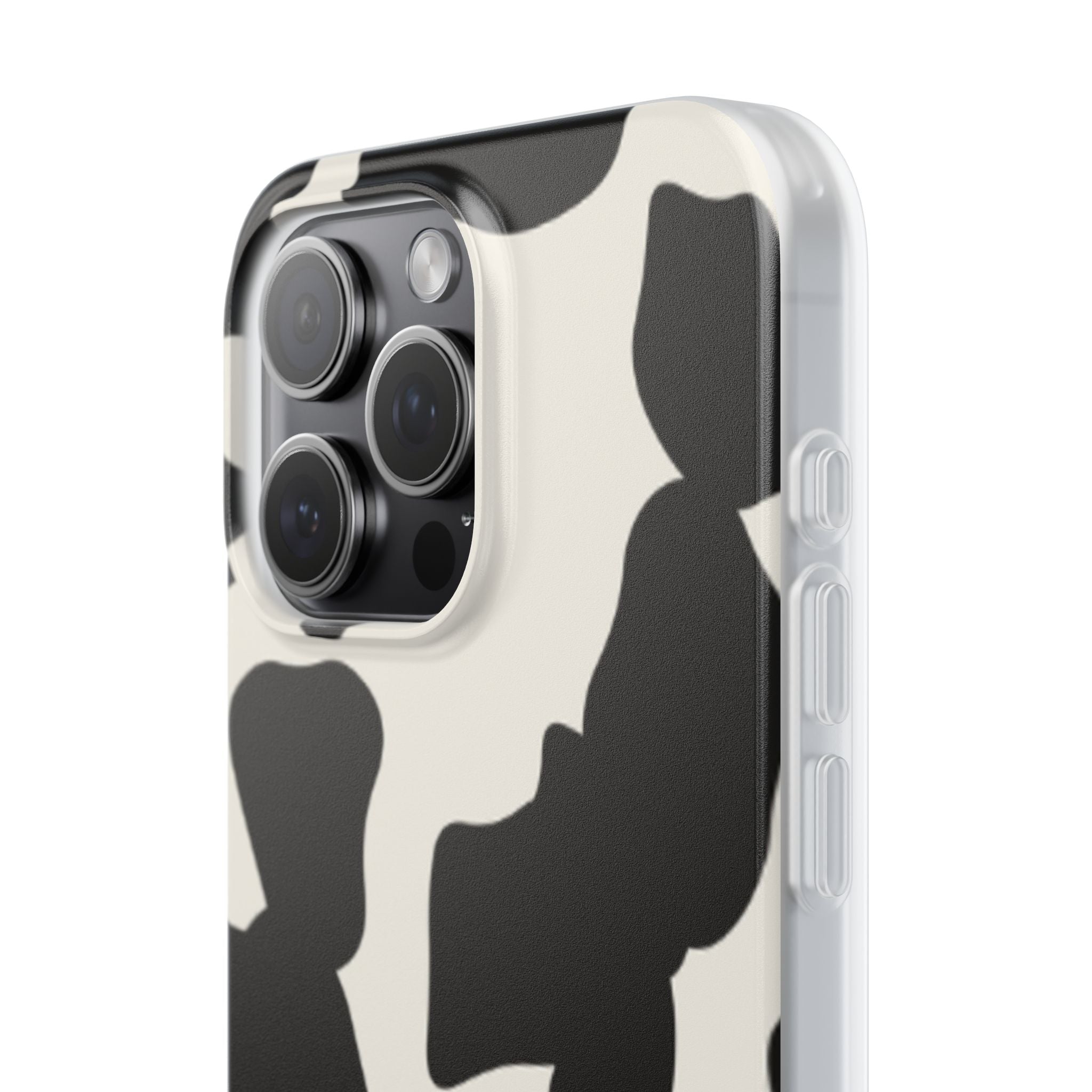 Cow Print Phone Case — Black & White Cowhide Pattern Flexible Protective Cover