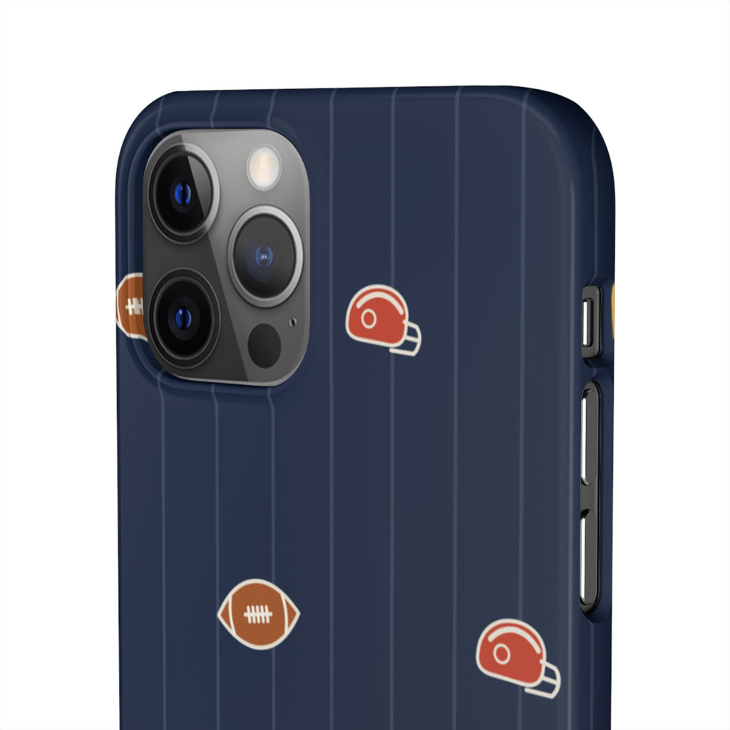 Football Pattern Phone Case – Navy Helmet & Pigskin Design