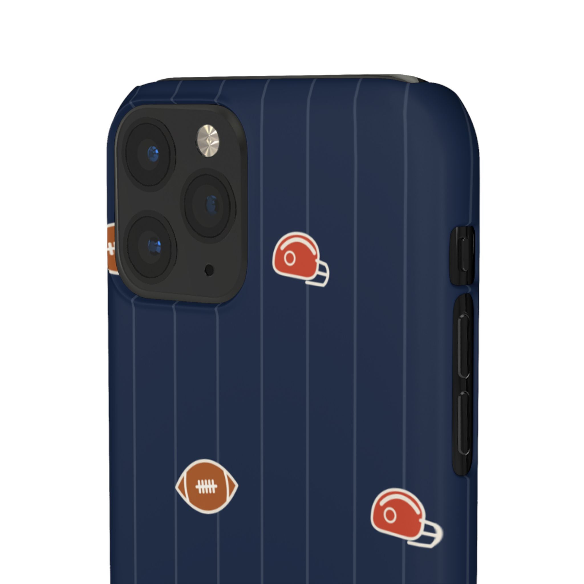 Football Pattern Phone Case – Navy Helmet & Pigskin Design