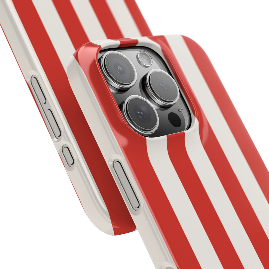 Red & White Striped Phone Case — Bold Nautical-Inspired Snap Cover