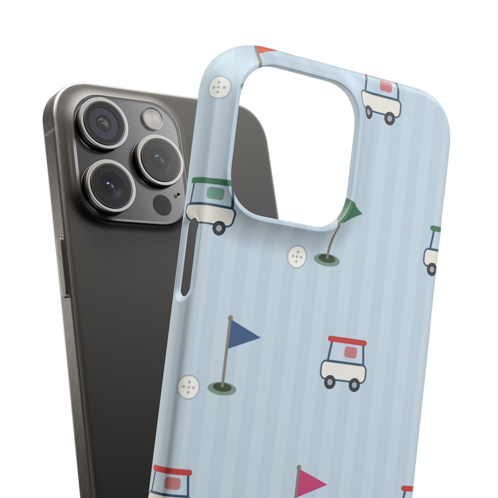 Golf Cart Pattern Phone Case – Cute Blue Golf Course Snap Case