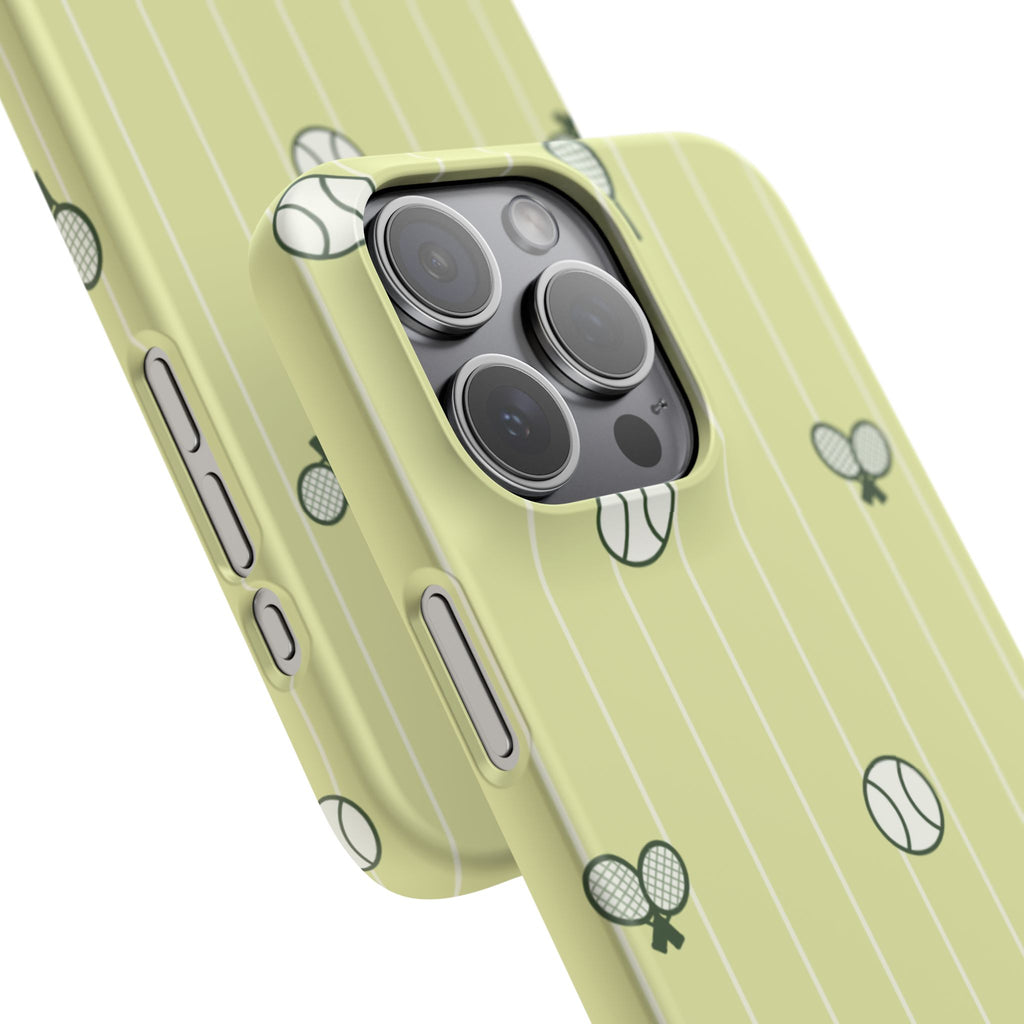 Tennis Pattern Phone Case — Yellow Racket & Ball Snap Case