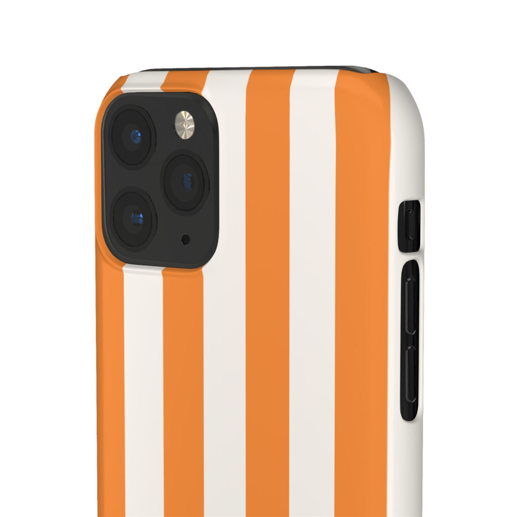 Striped Orange Snap Phone Case — Bold Retro Vertical Stripes iPhone Cover