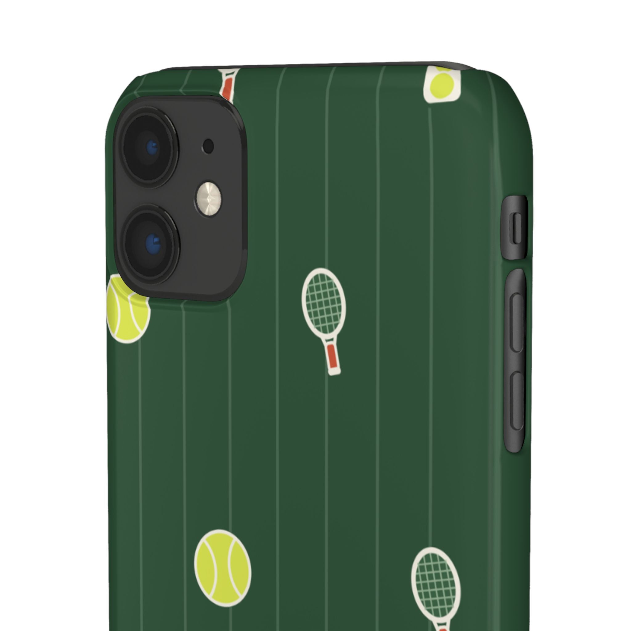 Tennis Pattern Phone Case — Green Court Design with Rackets & Balls