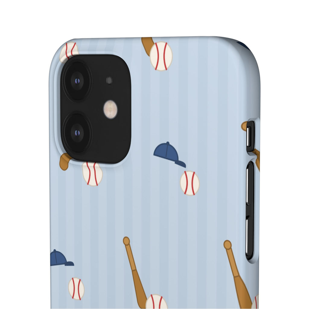 Baseball Pattern Phone Case — Blue Bat & Cap Snap Case
