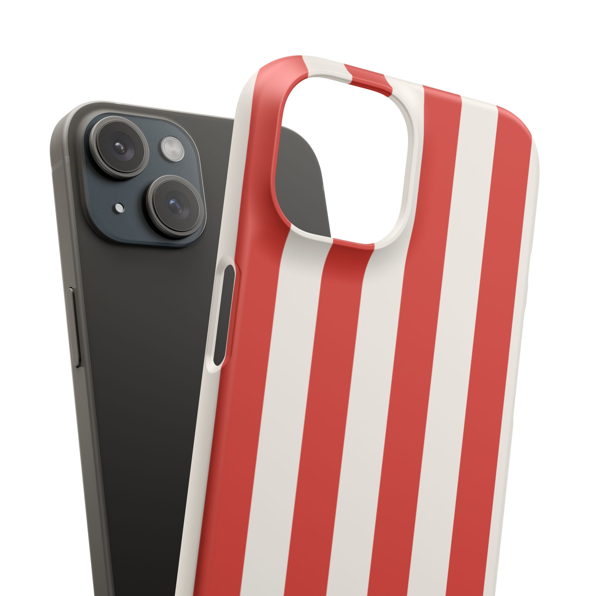 Striped Red & White Snap Phone Case – Classic Candy-Stripe Protection