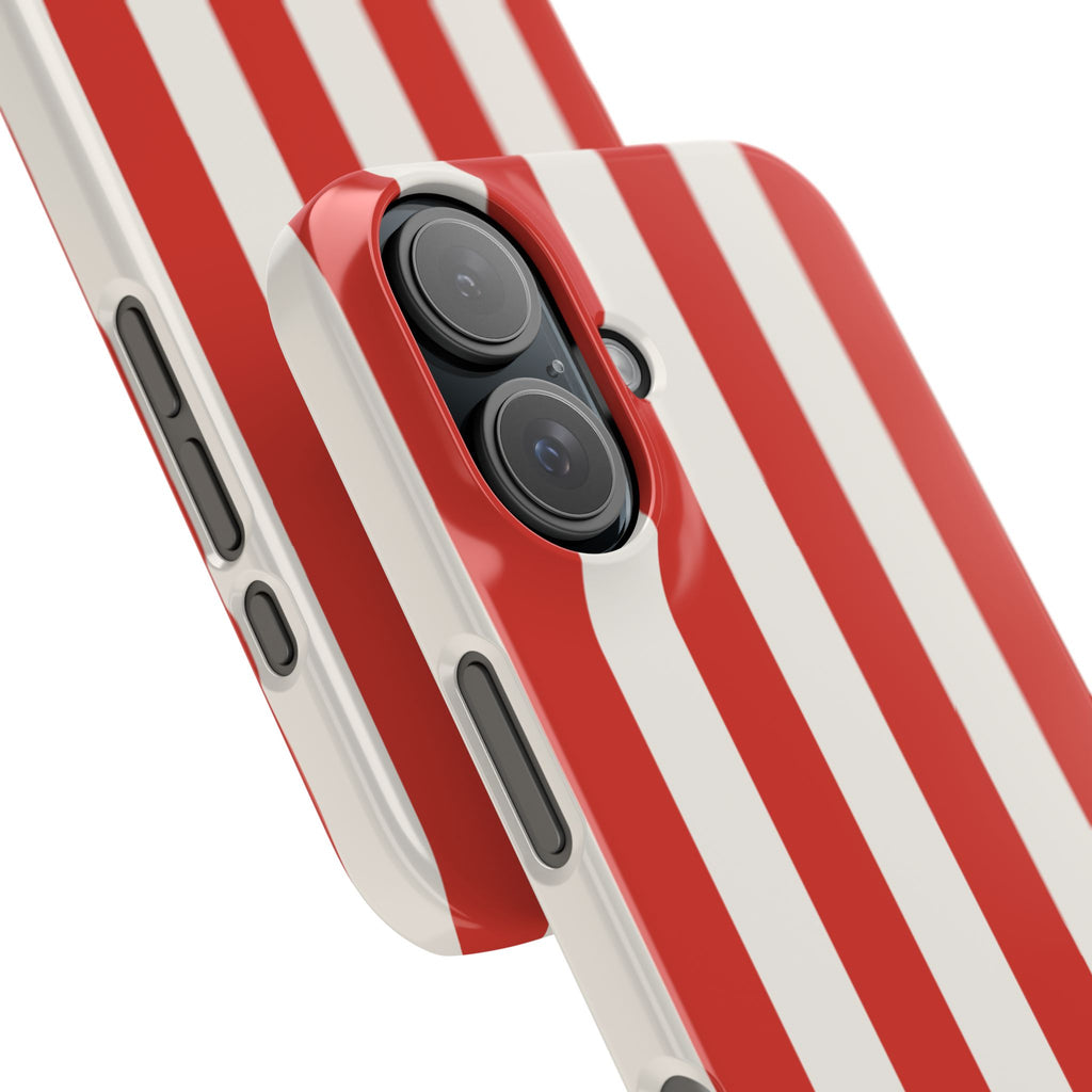 Red & White Striped Phone Case — Bold Nautical-Inspired Snap Cover