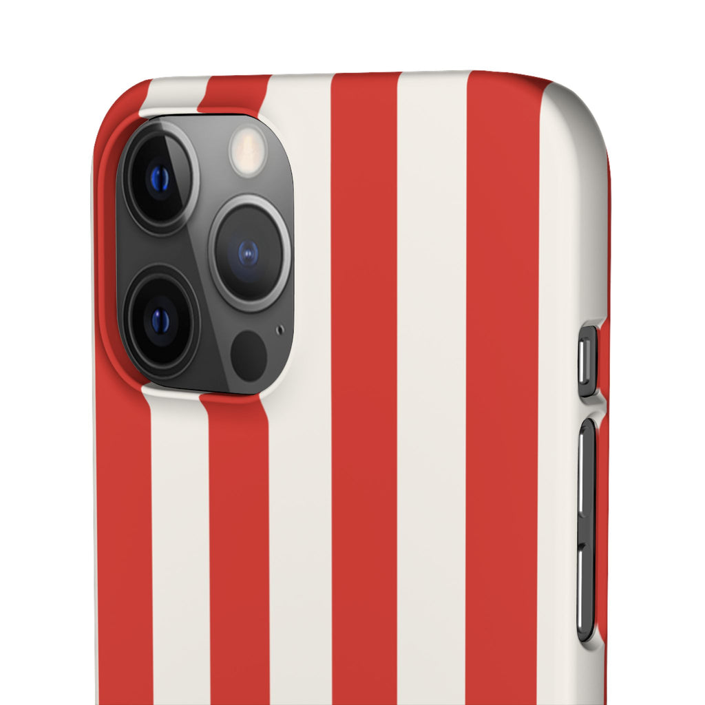 Red & White Striped Phone Case — Bold Nautical-Inspired Snap Cover