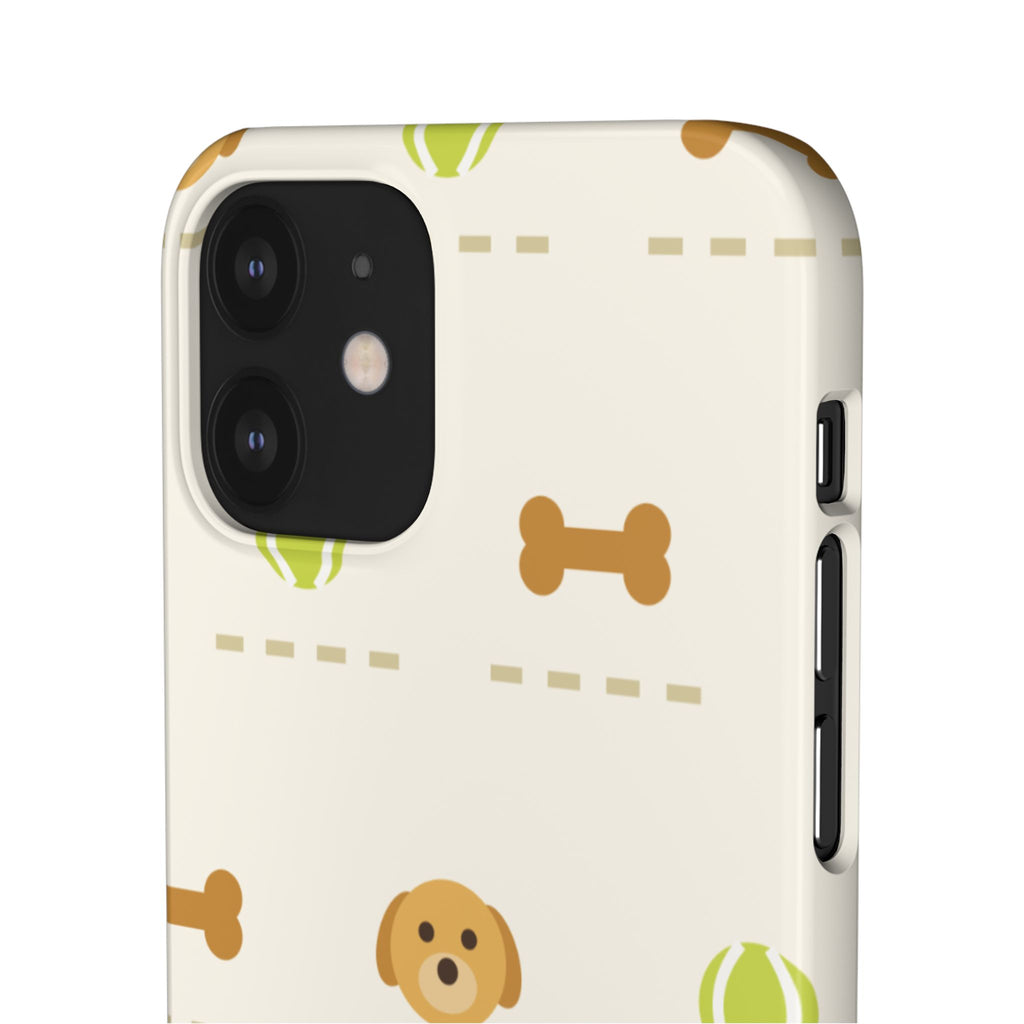 Cute Puppy Pattern Phone Case — Dog, Bone & Tennis Ball Snap Case