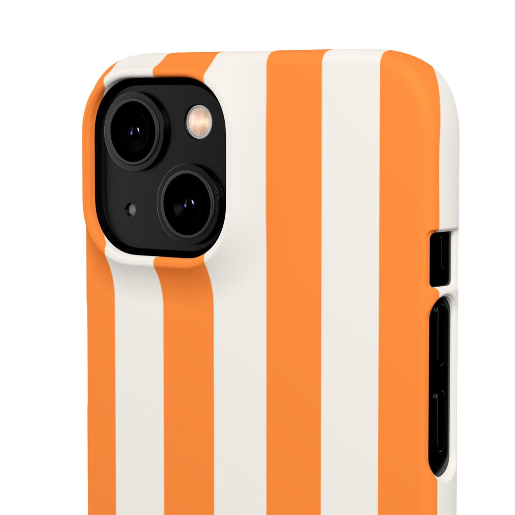 Striped Orange Snap Phone Case — Bold Retro Vertical Stripes iPhone Cover