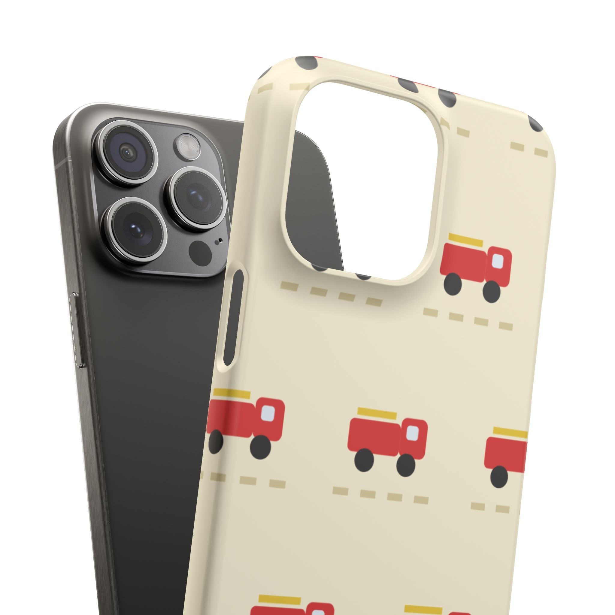 Fire Truck Pattern Phone Case — Cute Retro Kids iPhone Cover