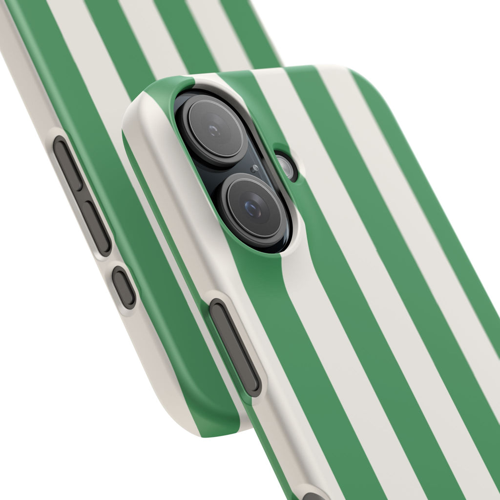 Green & White Stripe Phone Case — Snap-On Protective Cover