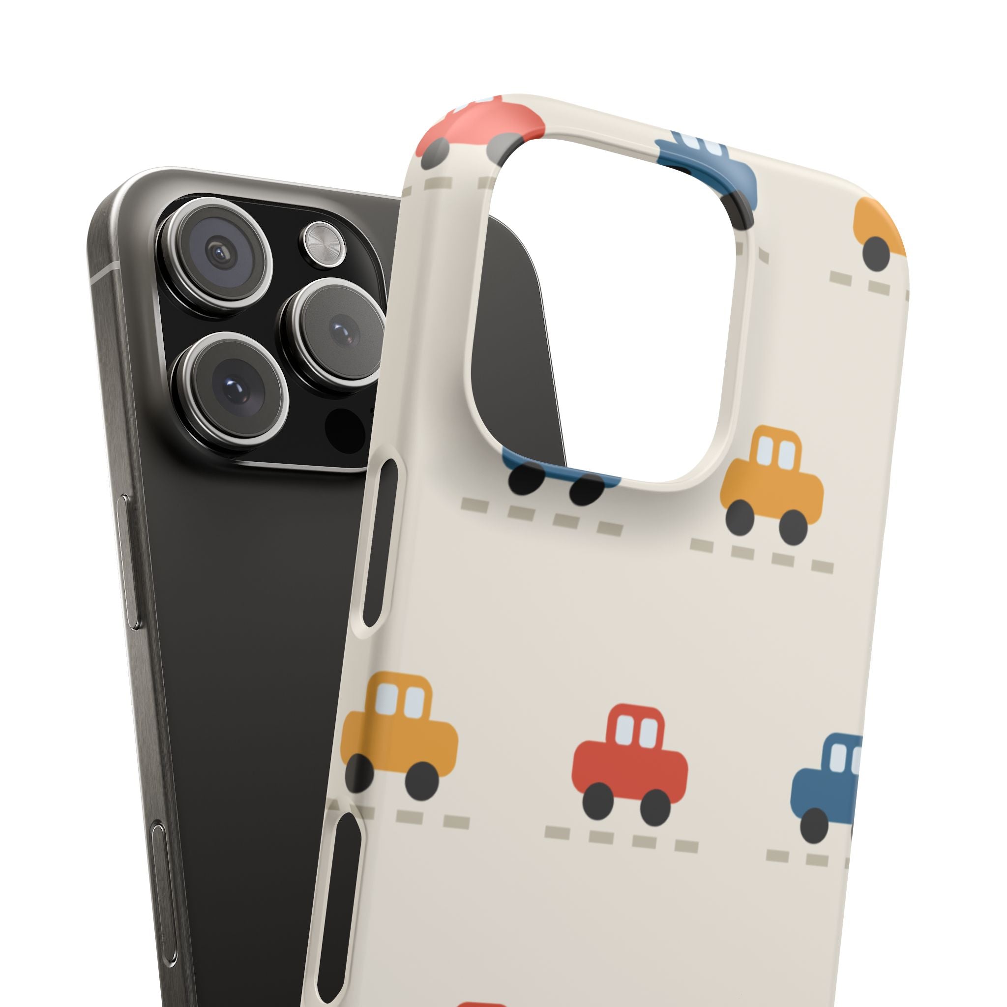 Cute Retro Toy Car Phone Case — Colorful Kids Pattern Snap Case