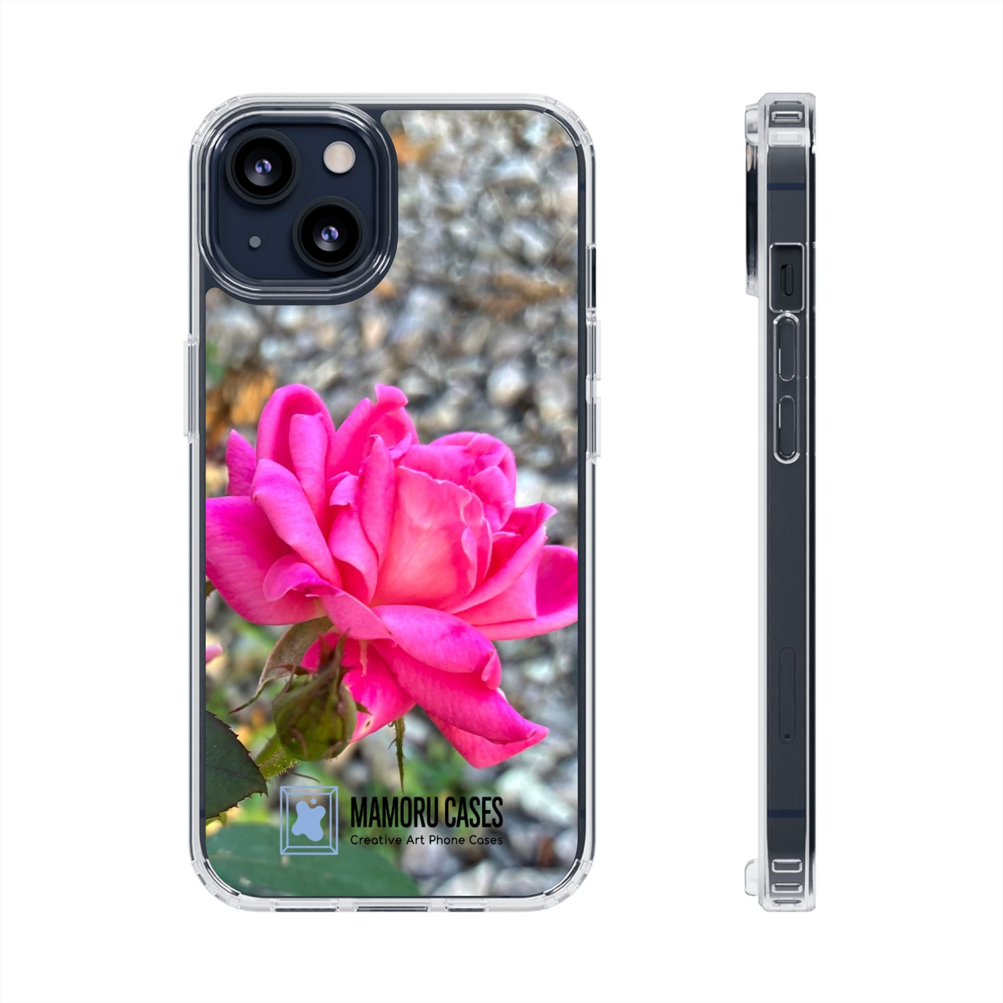 Clear Magnetic Phone Case — Pink Rose Photo Impact-Resistant