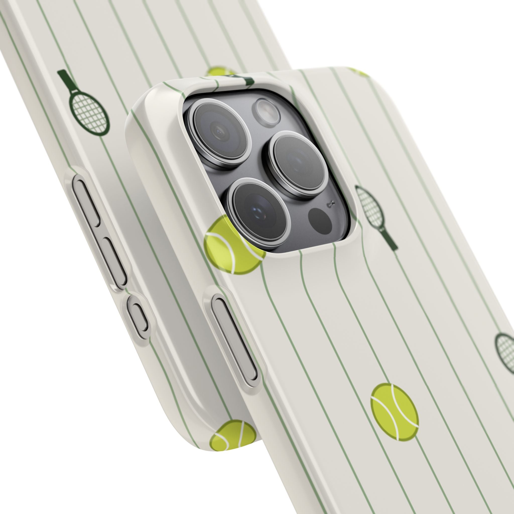 Tennis Pattern Phone Case — Rackets & Tennis Balls Protective Snap Case
