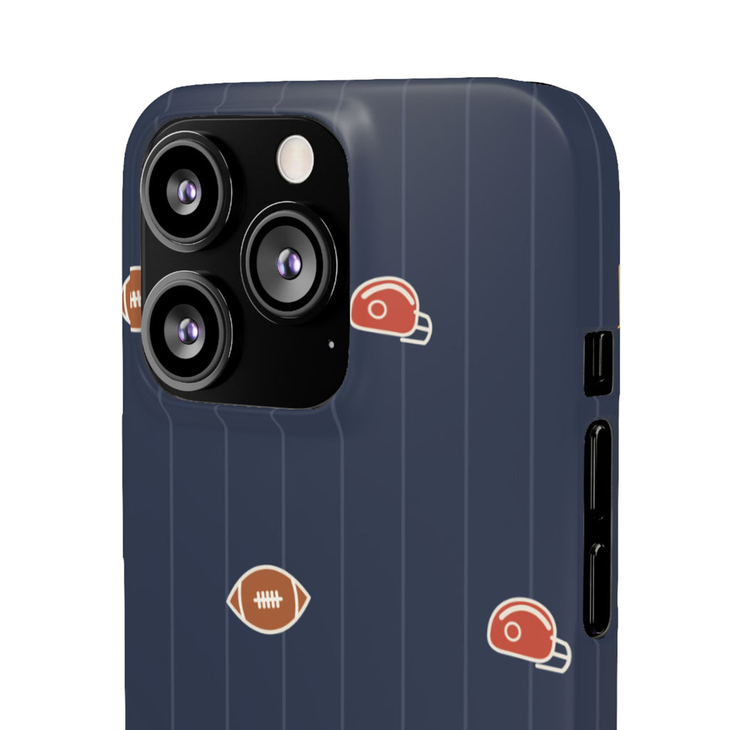 Football Pattern Phone Case – Navy Helmet & Pigskin Design