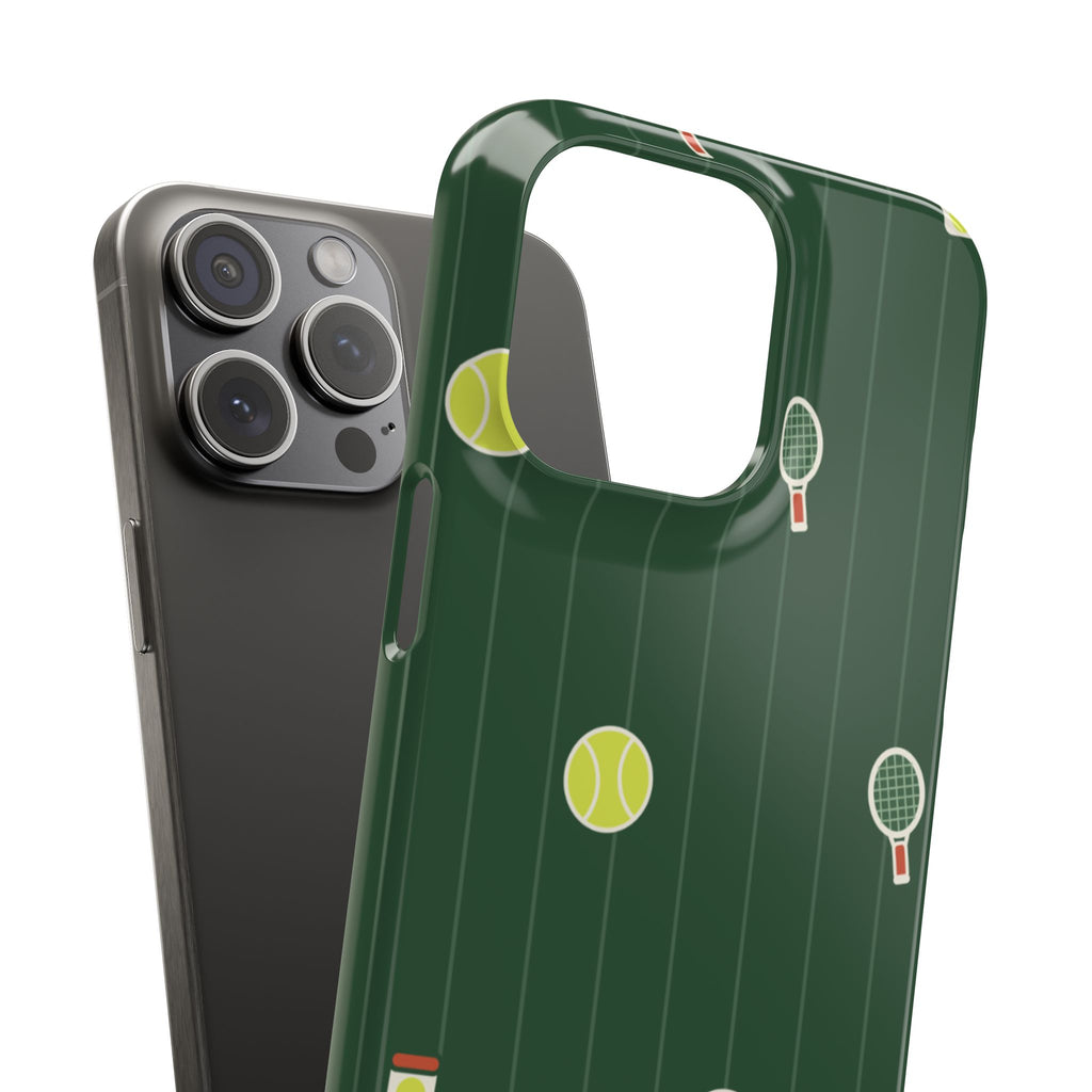 Tennis Pattern Phone Case — Green Court Design with Rackets & Balls