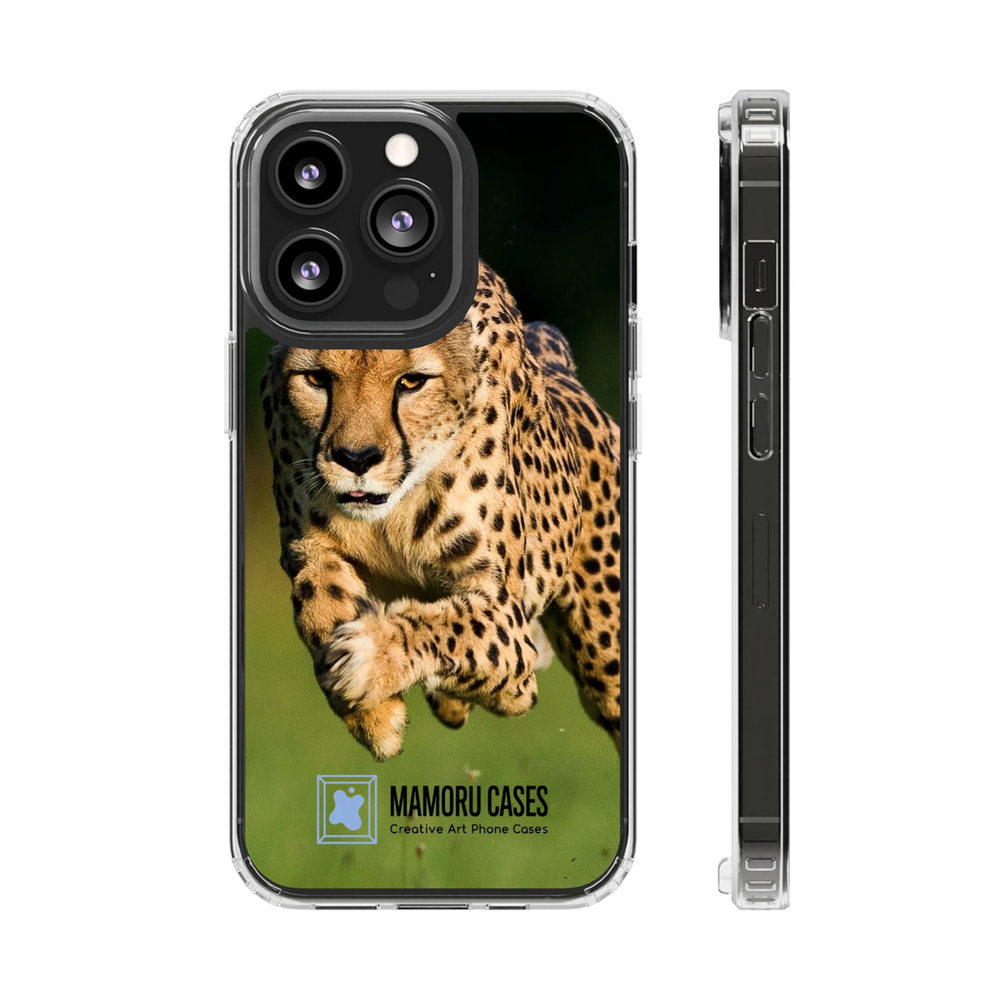 Clear Magnetic Phone Case — Running Cheetah Art Design