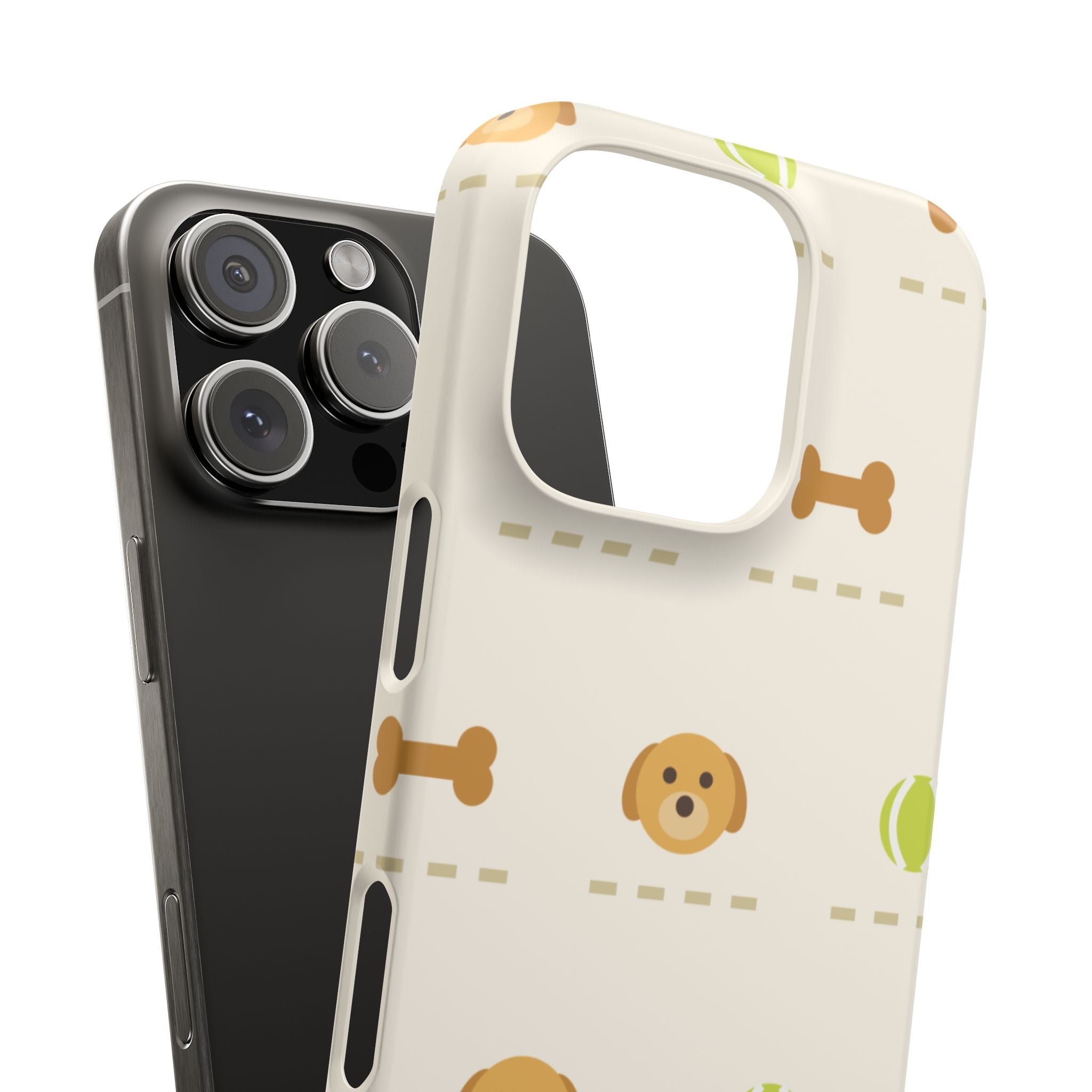 Cute Puppy Pattern Phone Case — Dog, Bone & Tennis Ball Snap Case