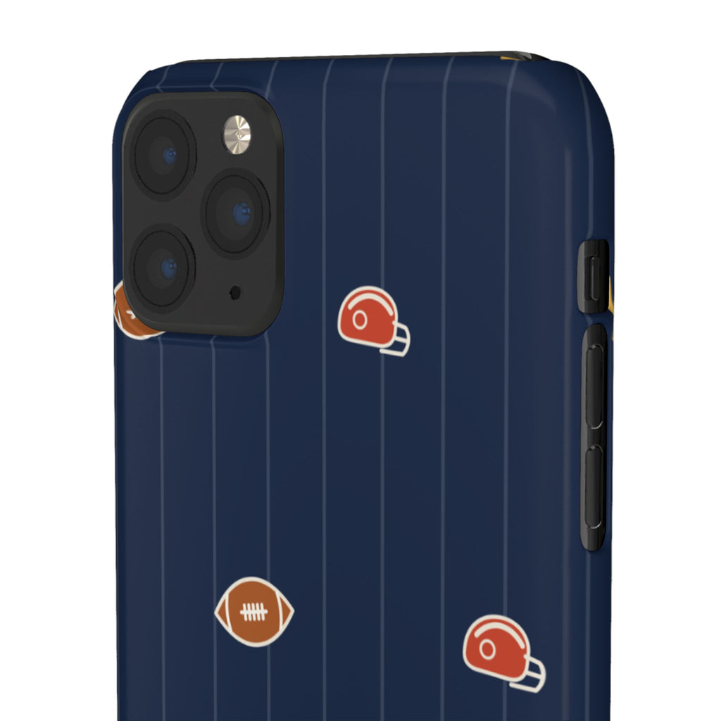 Football Pattern Phone Case – Navy Helmet & Pigskin Design
