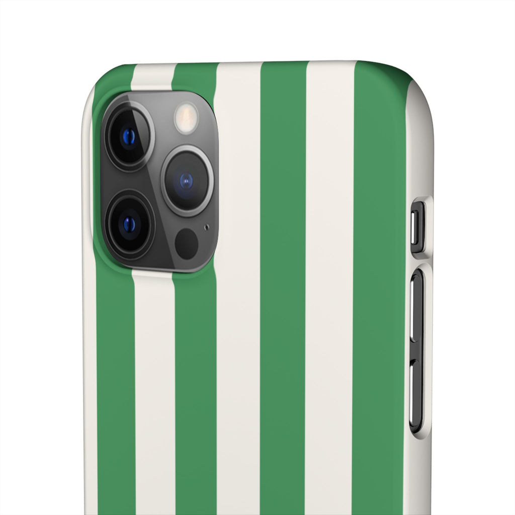Green & White Stripe Phone Case — Snap-On Protective Cover