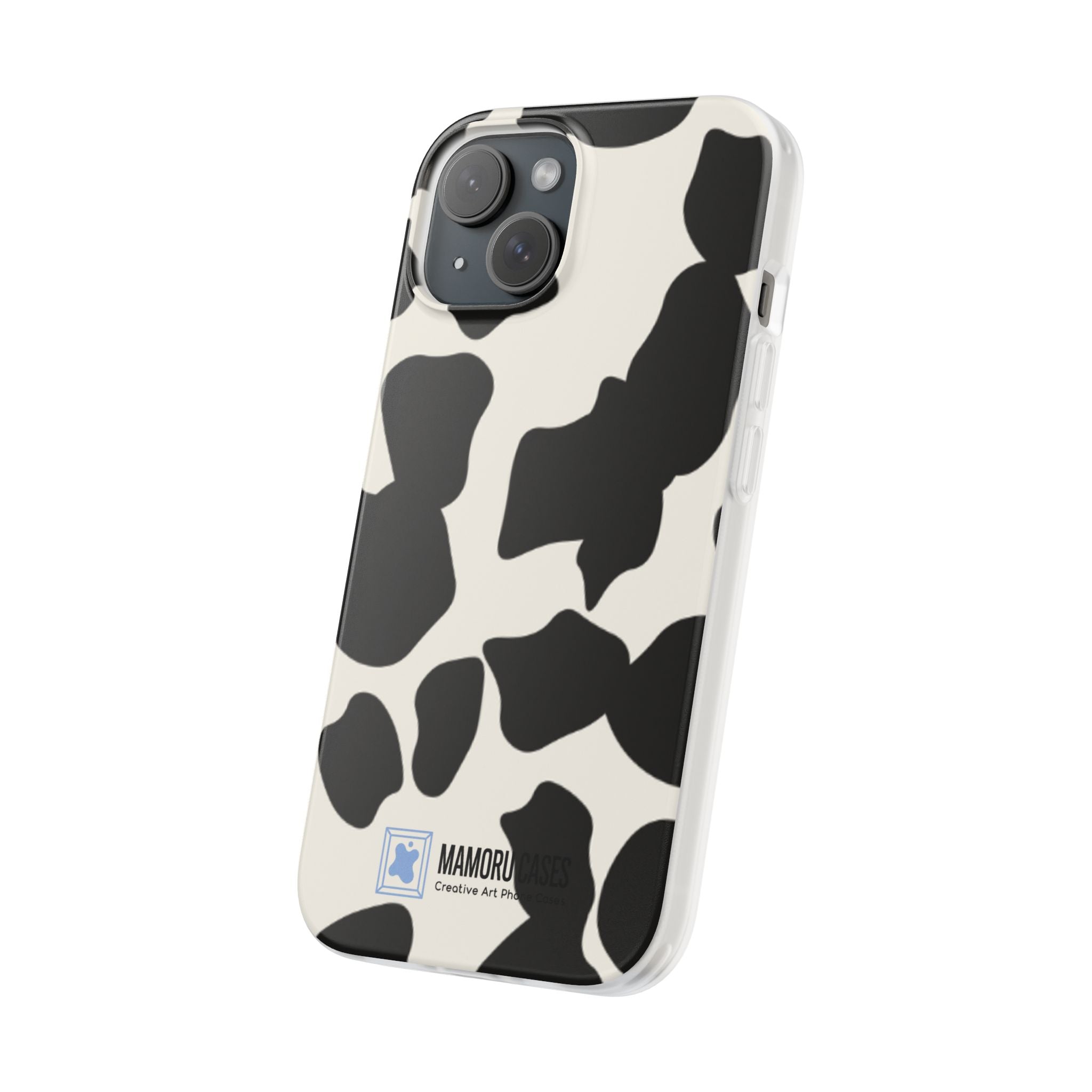 Cow Print Phone Case — Black & White Cowhide Pattern Flexible Protective Cover